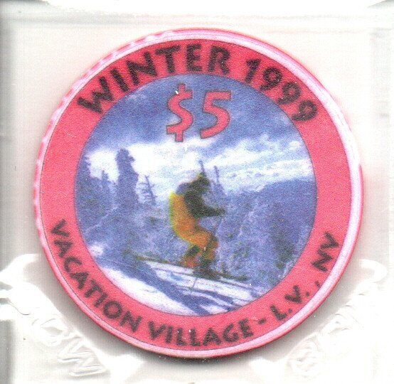 Vacation Village Winter 1999 Casino 5 Dollar Casino Chip as pictured