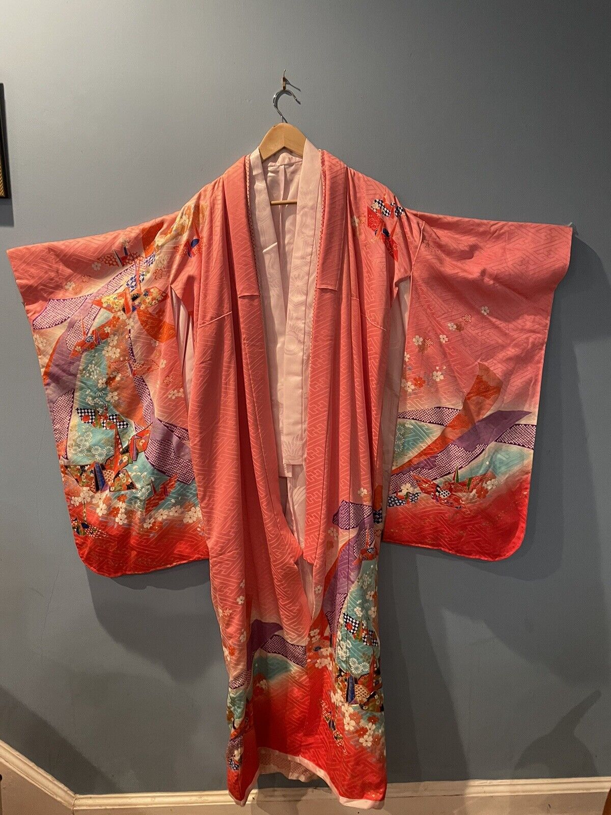 Vintage Silk Japanese Kimono With Underobe 