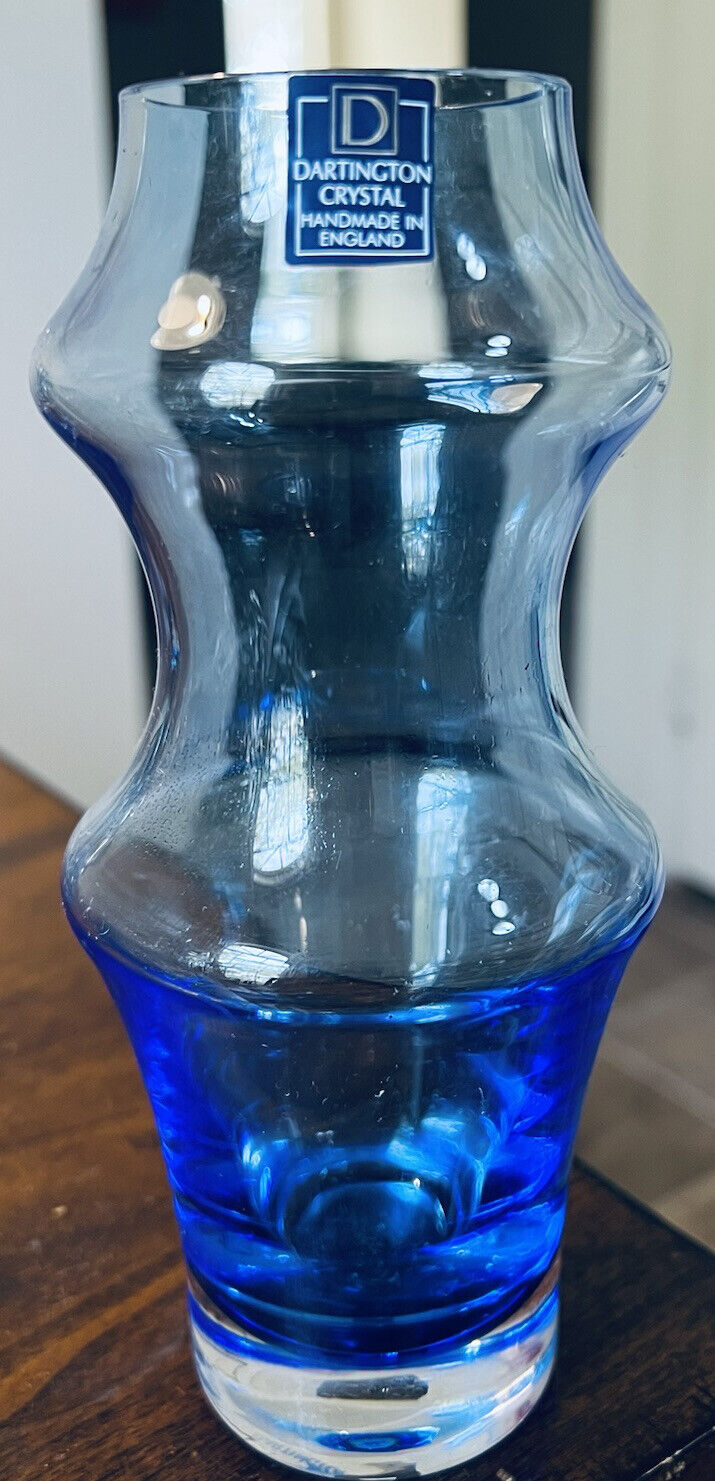 Vintage Dartington Crystal Vase 7” Tall Handmade In England With Original Mark