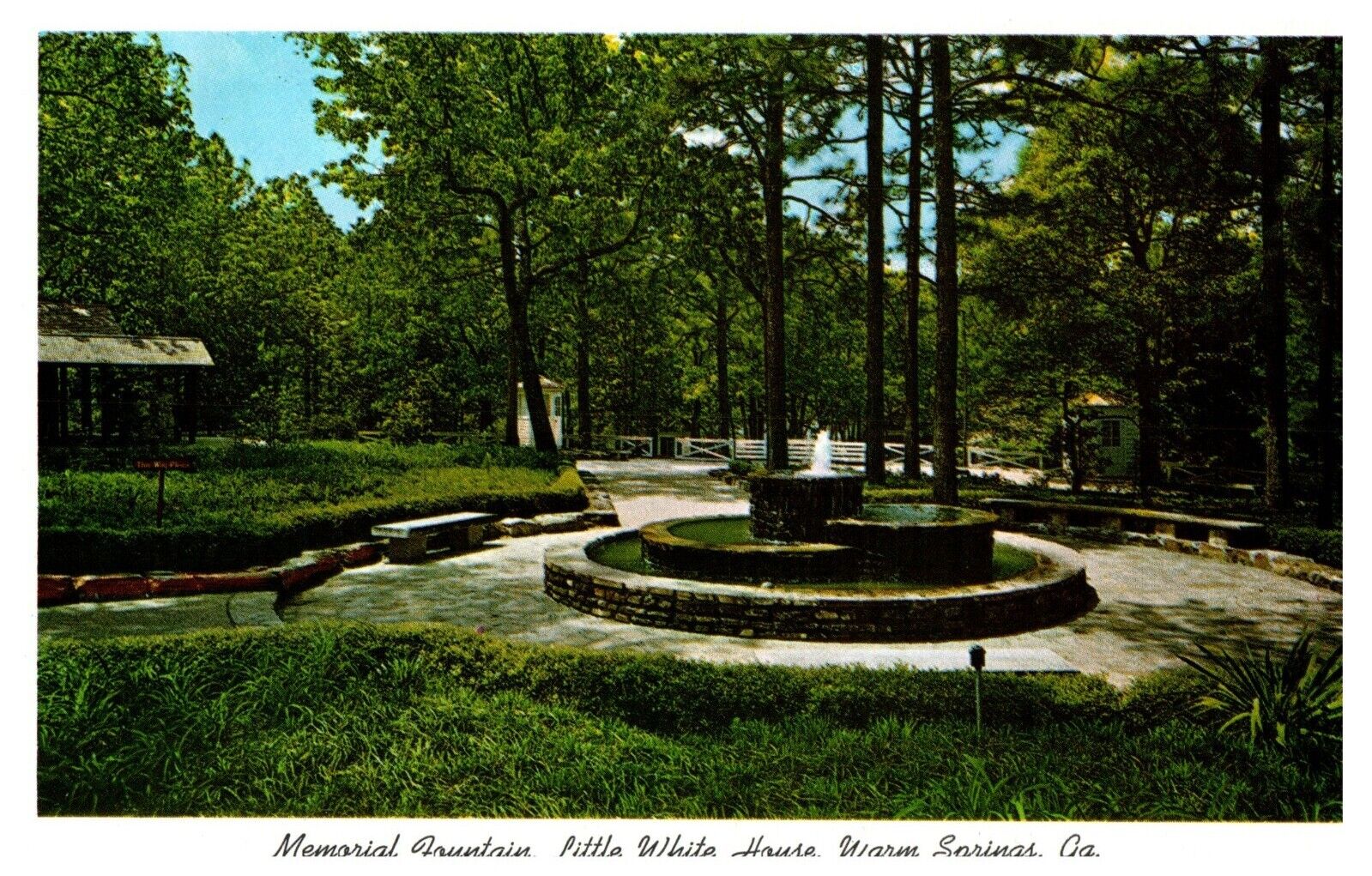 Warm Springs GA Little White House Memorial Fountain VTG Postcard 