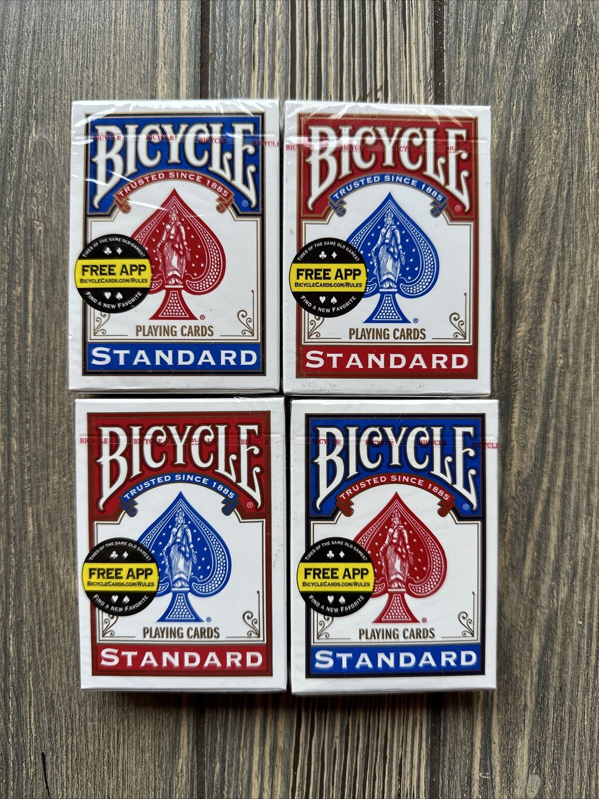 BICYCLE  Playing Cards Poker Standard Size Standart Face 2 Decks Red/Blue New