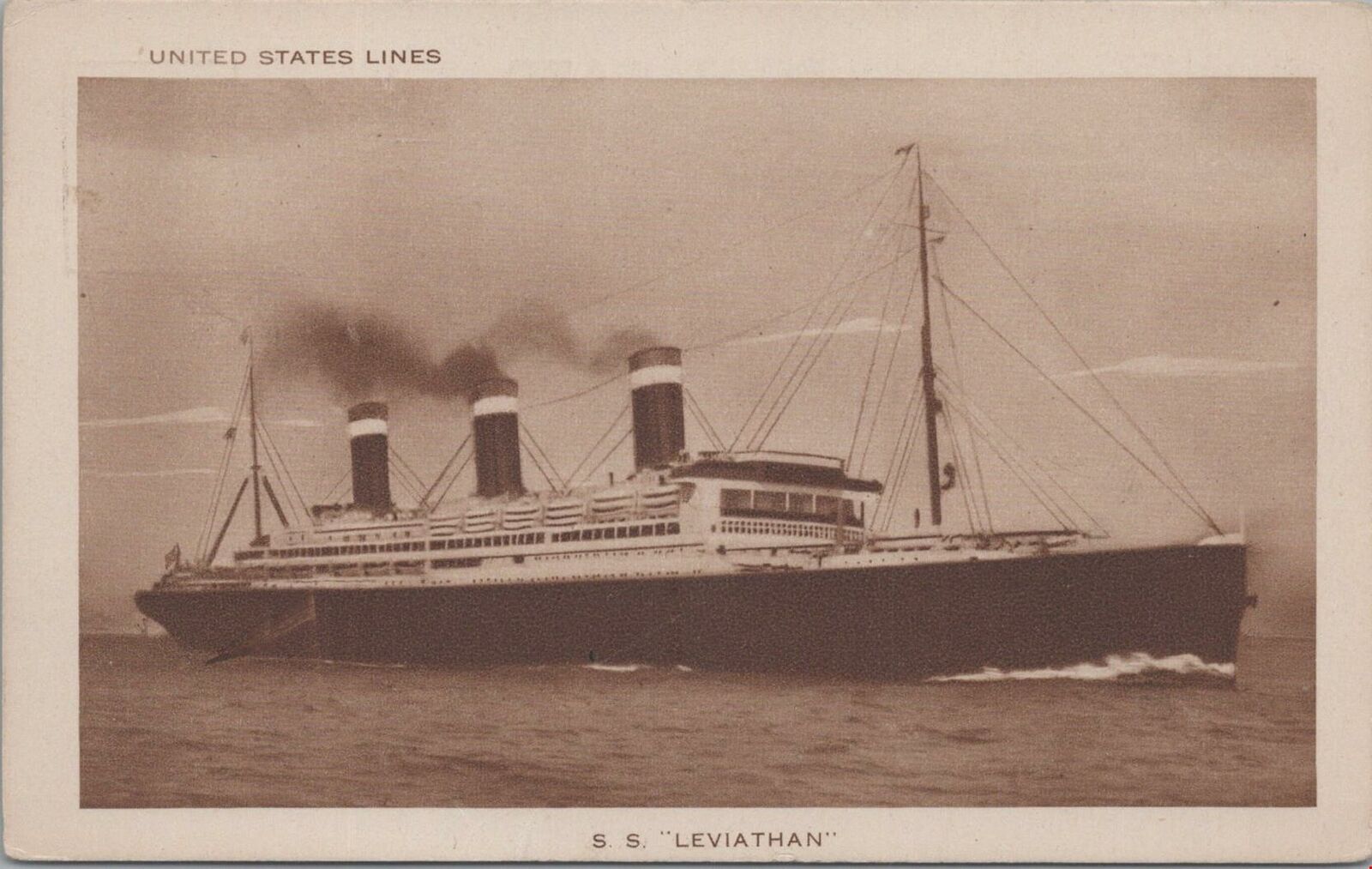 Postcard Ship SS Leviathan United States Lines 