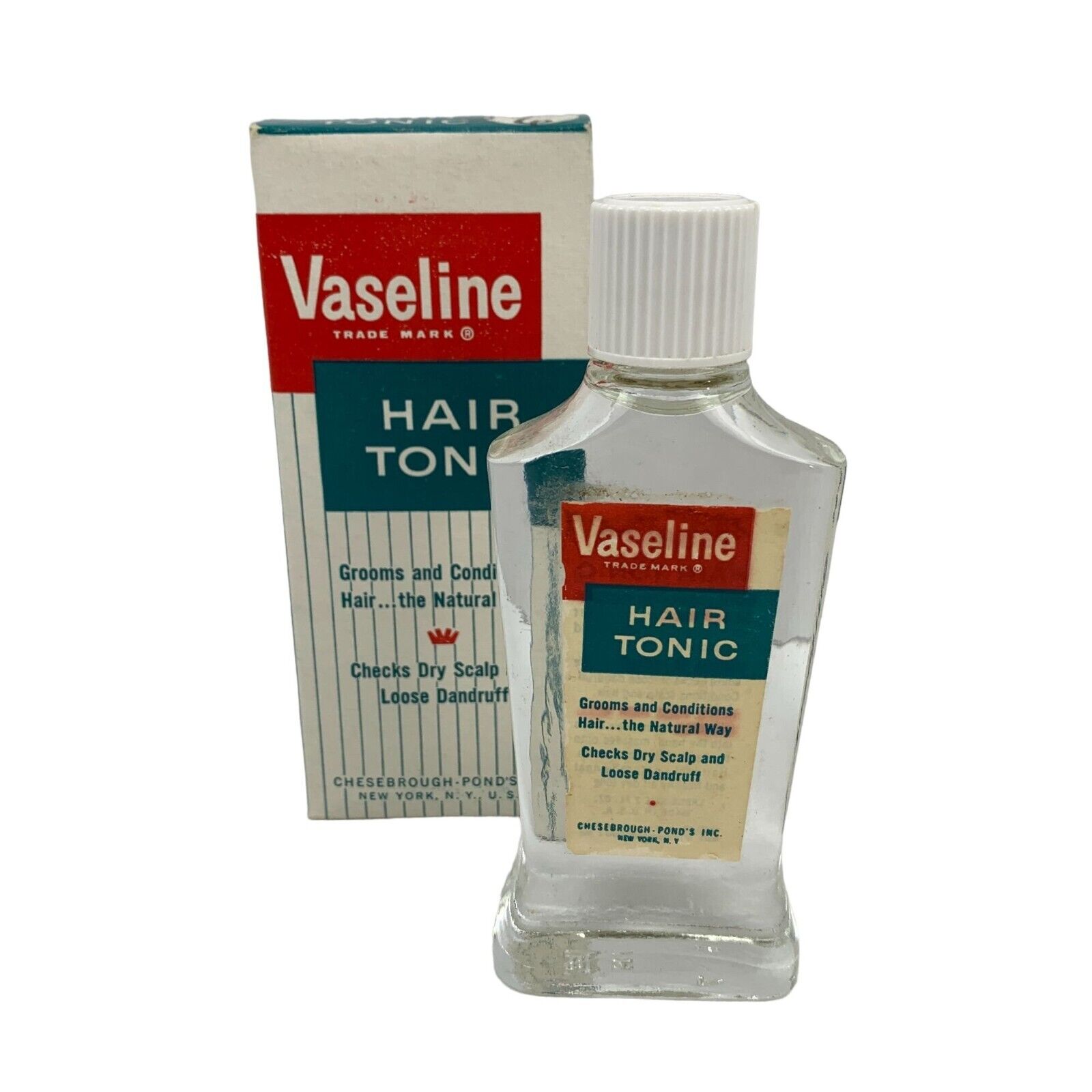 Vintage Vaseline Hair Tonic for Men 2 oz New Old Stock With Box 1950s 1960s