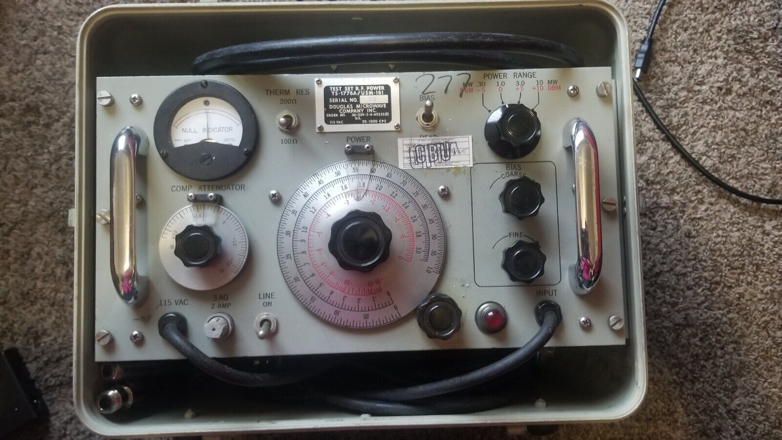 RF Radio Frequency Power Test Set TS-1776A / USM-161 Military Douglas Microwave