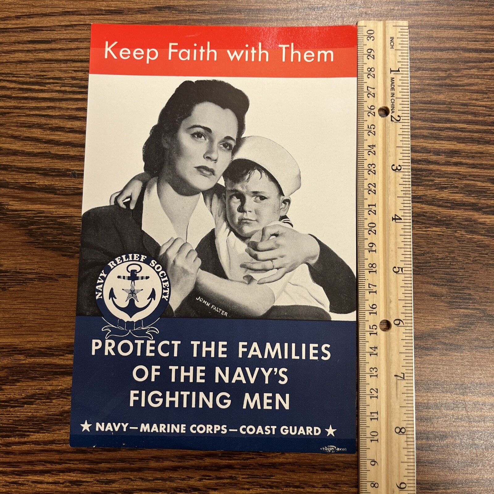 ORIGINAL 5.5 x 8.5” WWII Navy Relief Society Poster Protect the Families Marines