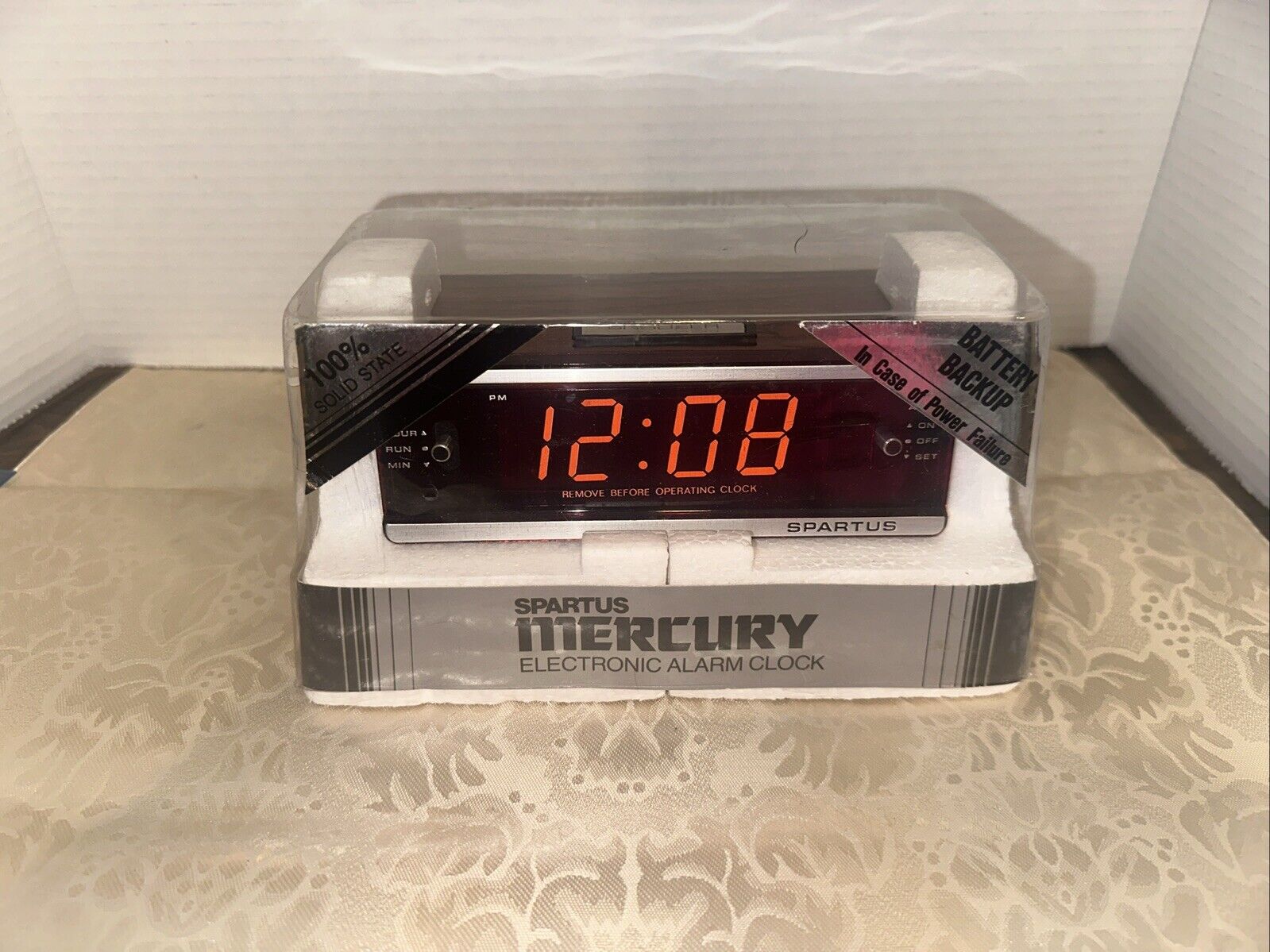 Vintage Spartus Mercury Woodgrain Digital Alarm Clock Still NEW New Old Stock