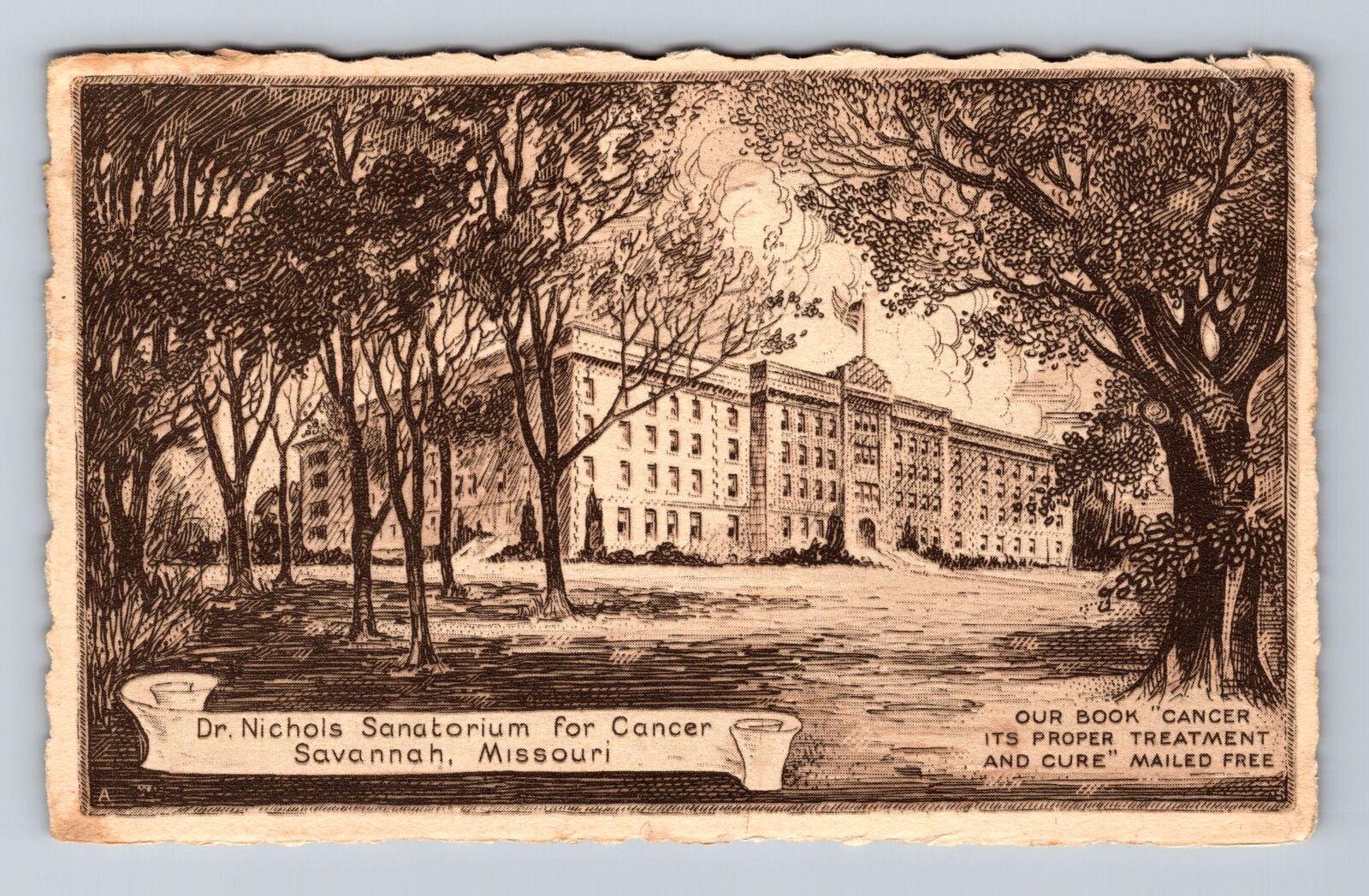 Savannah MO-Missouri, Dr. Nichols Sanatorium for Cancer, Vintage Postcard