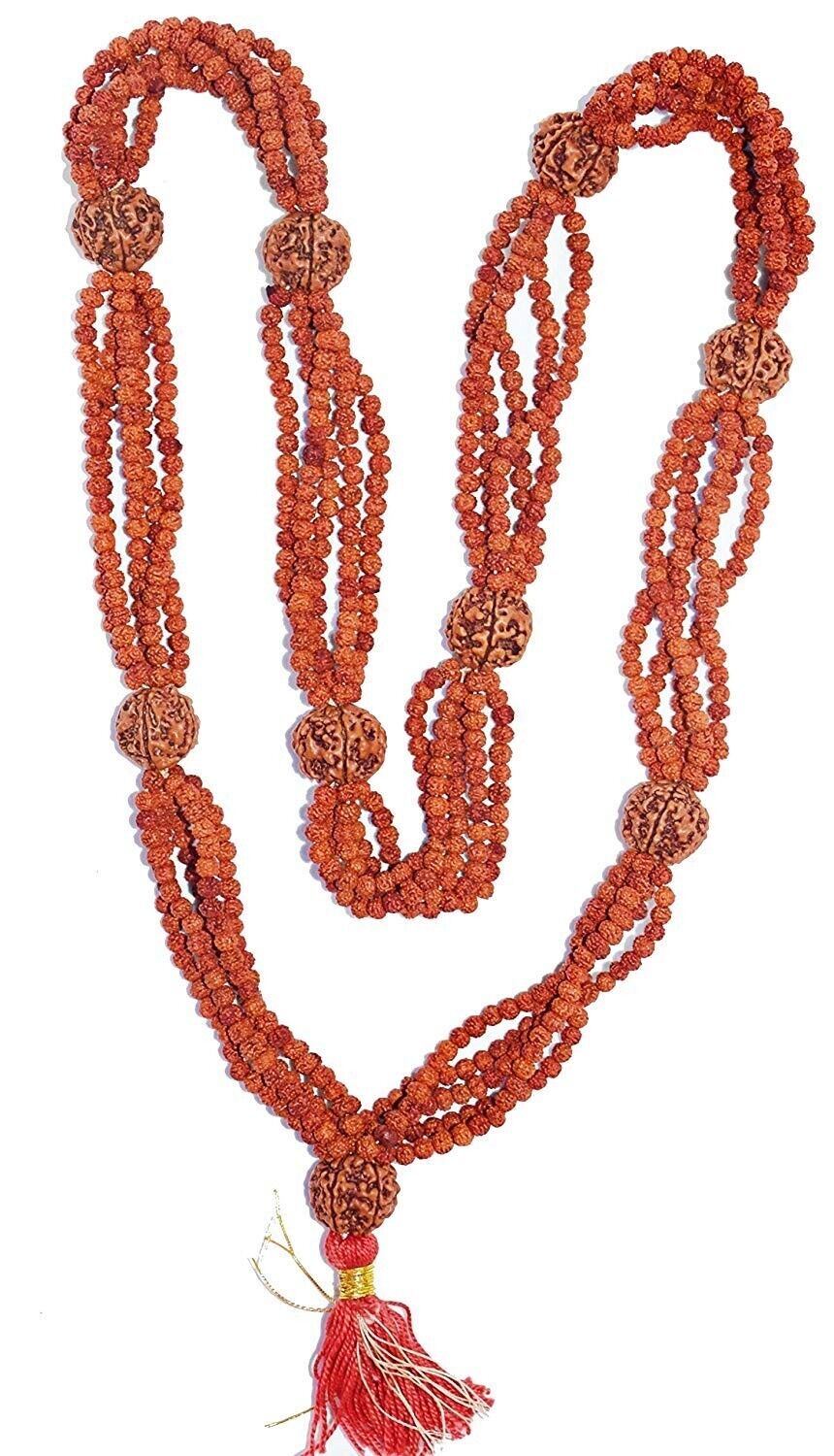 Nityananda Shankracharya Mala 5 Face Rudraksha Beads  4 Line 1008 Rudraksh mala