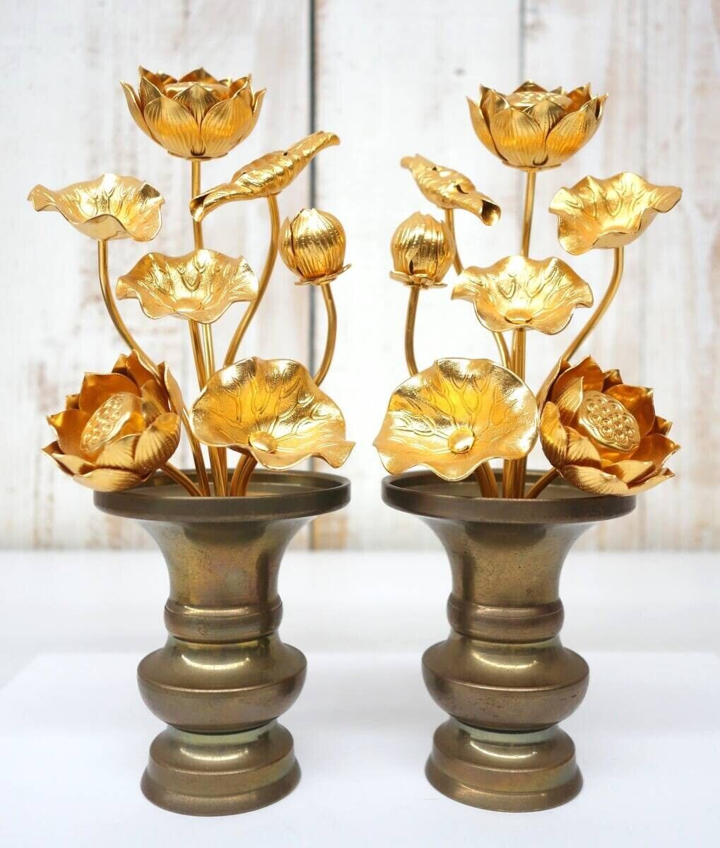 Japanese Vintage Buddhist Altar ware Flower 9inch tall ornament