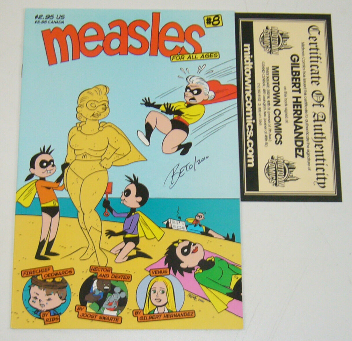 Measles #8 VF/NM signed by Gilbert Hernandez w/ Midtown Comics COA - Beto