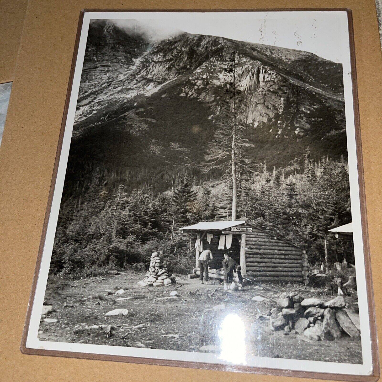 Vintage 10 x 8” Real Photo: “At Chimney Pond” - Mt Katahdin Maine Mount Mountain