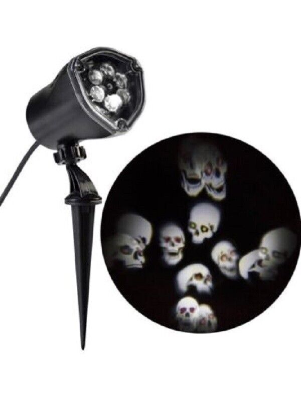 Gemmy Comet Spiral LED Light Show WHITE SWIRL SCULL Projection Swirl Halloween