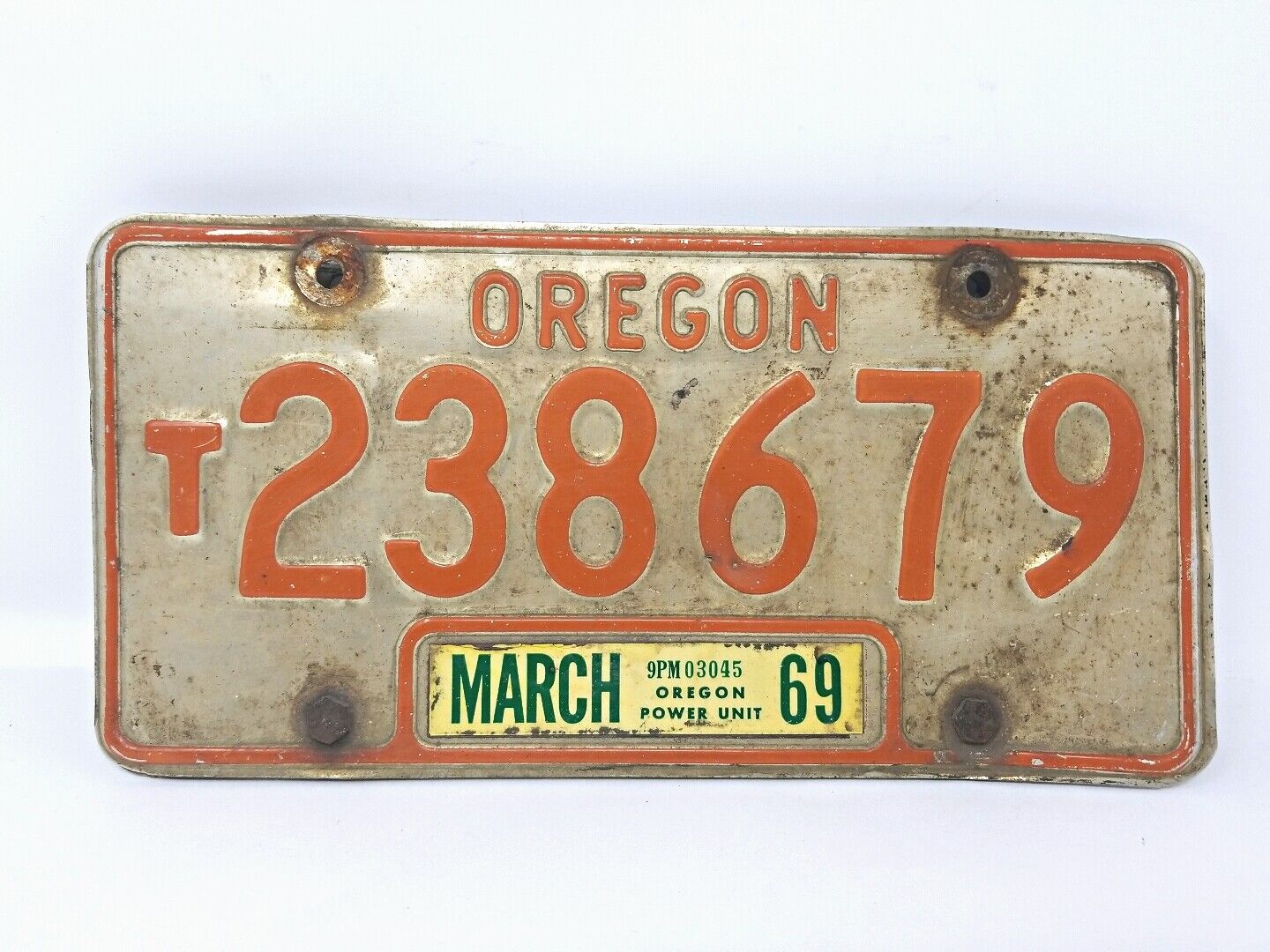 Vintage 1969 Oregon License Plate Public Utilities Power Unit T238679 Pair