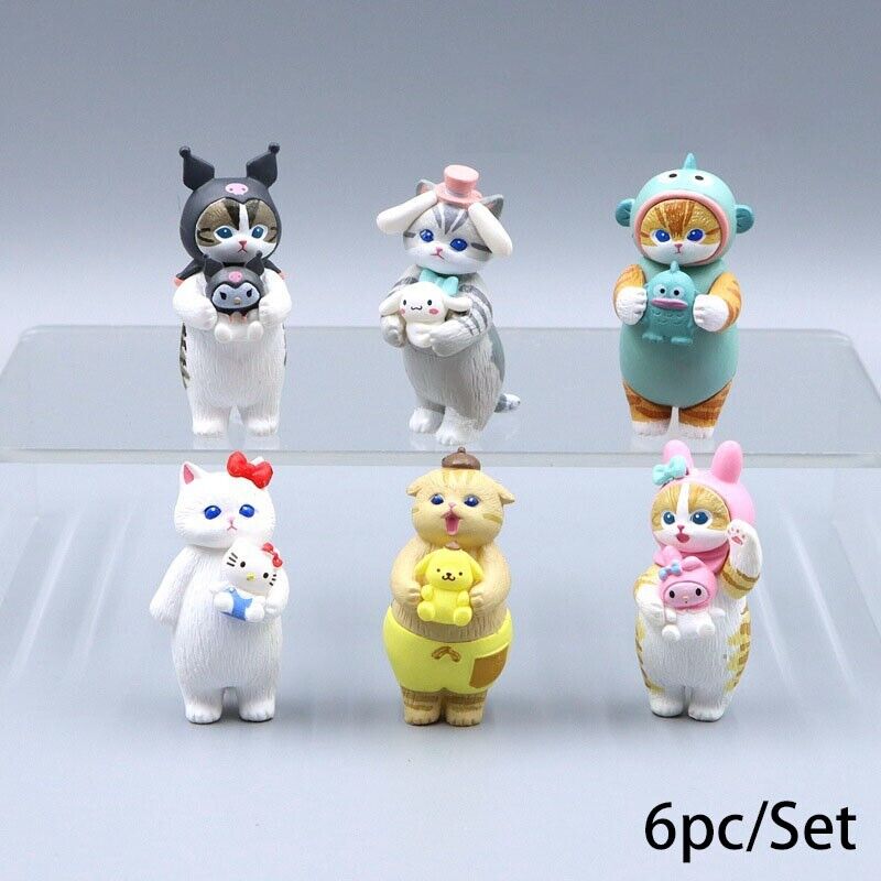 Sanrio Mofusand Figure Toys Hello Kitty Cinnamoroll Mini Model Toy 6pcs