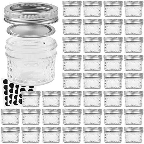 Mason Jars 4 OZ, Canning Jars With Regular Lids, Ideal for Jam, Honey