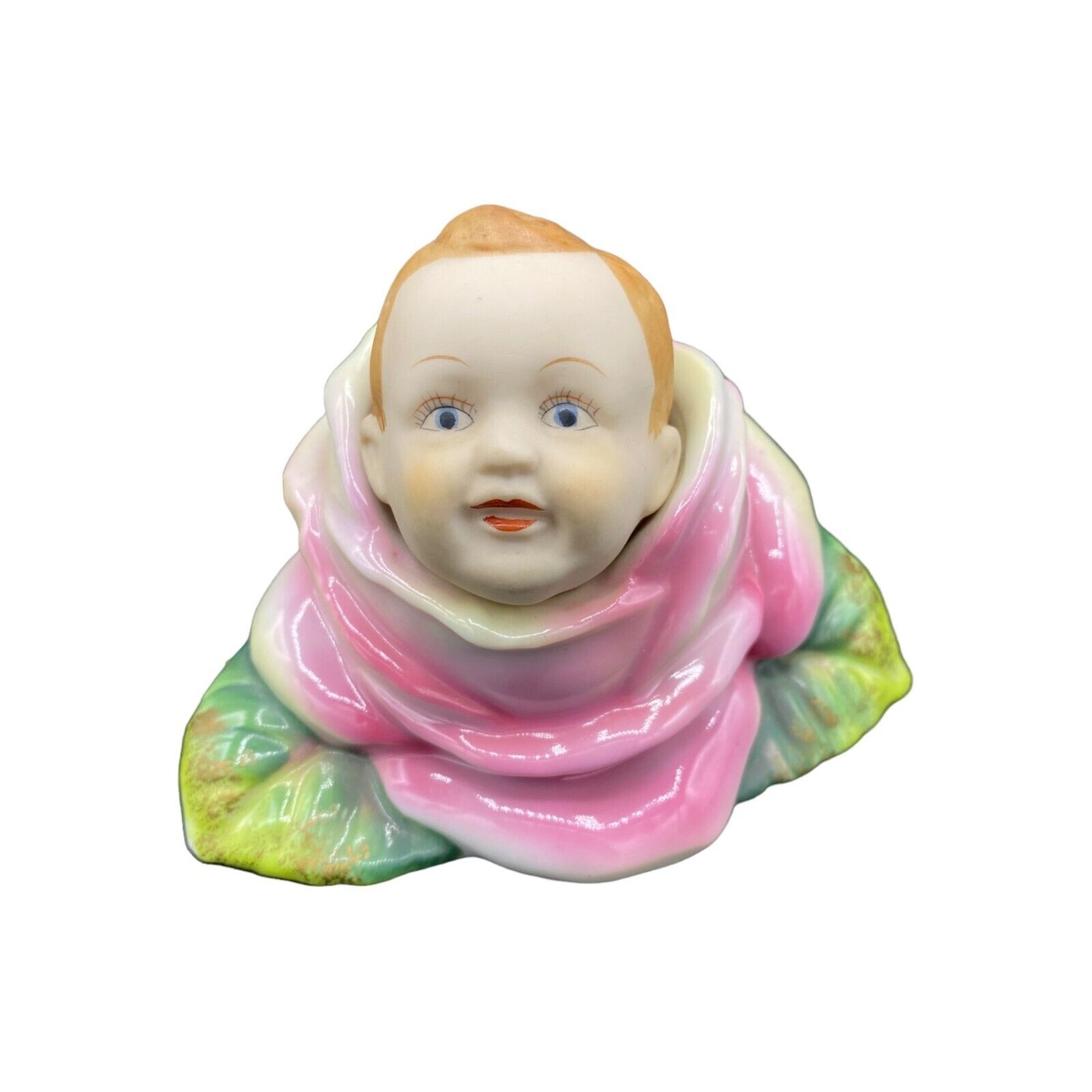 Vintage Ardalt Baby Head in Rose Flower Hand Painted Porcelain