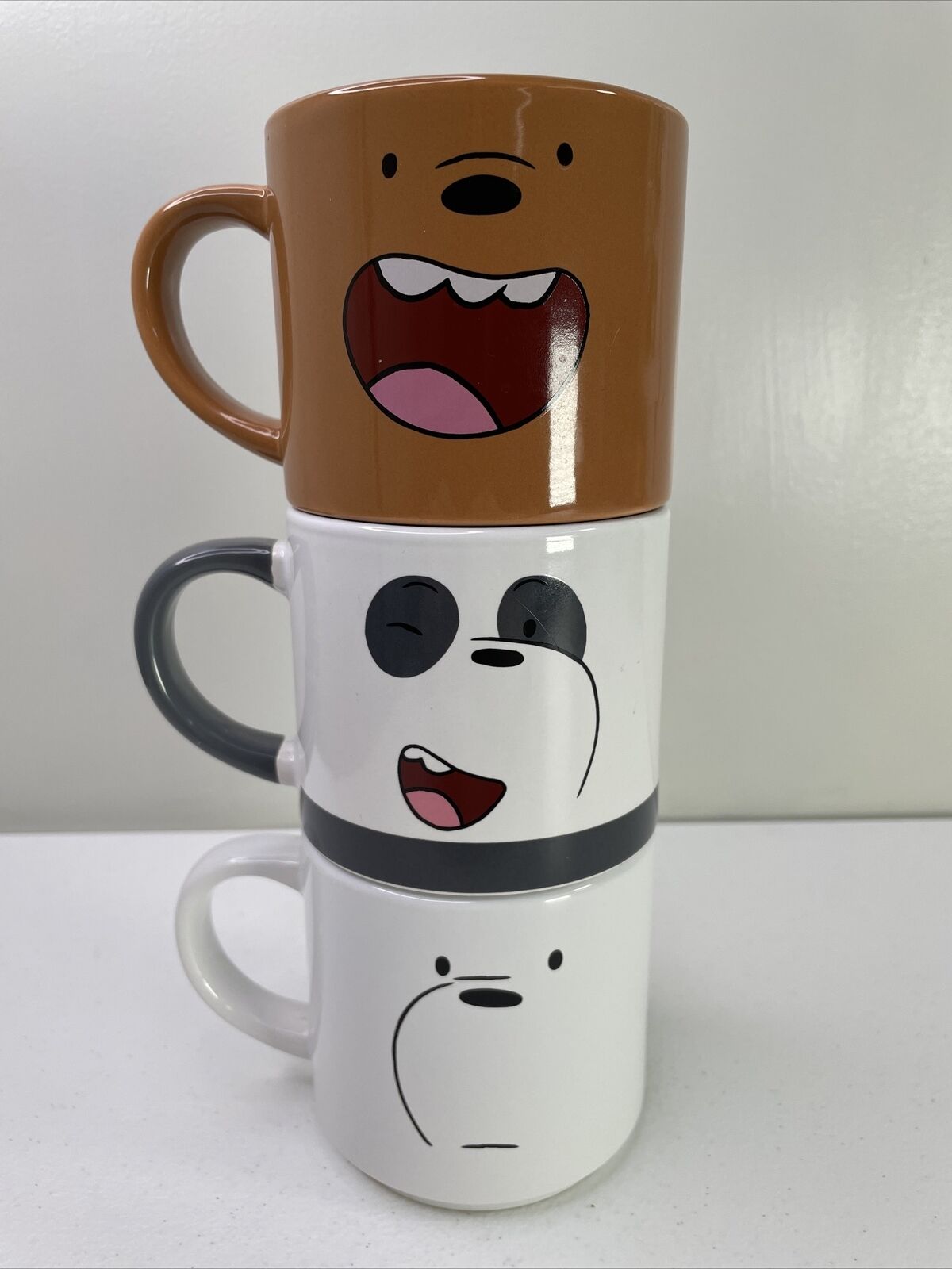 Cartoon Network “We Bare Bears” Stacking Mug Set of 3 Grizzly Ice Bear & Panda