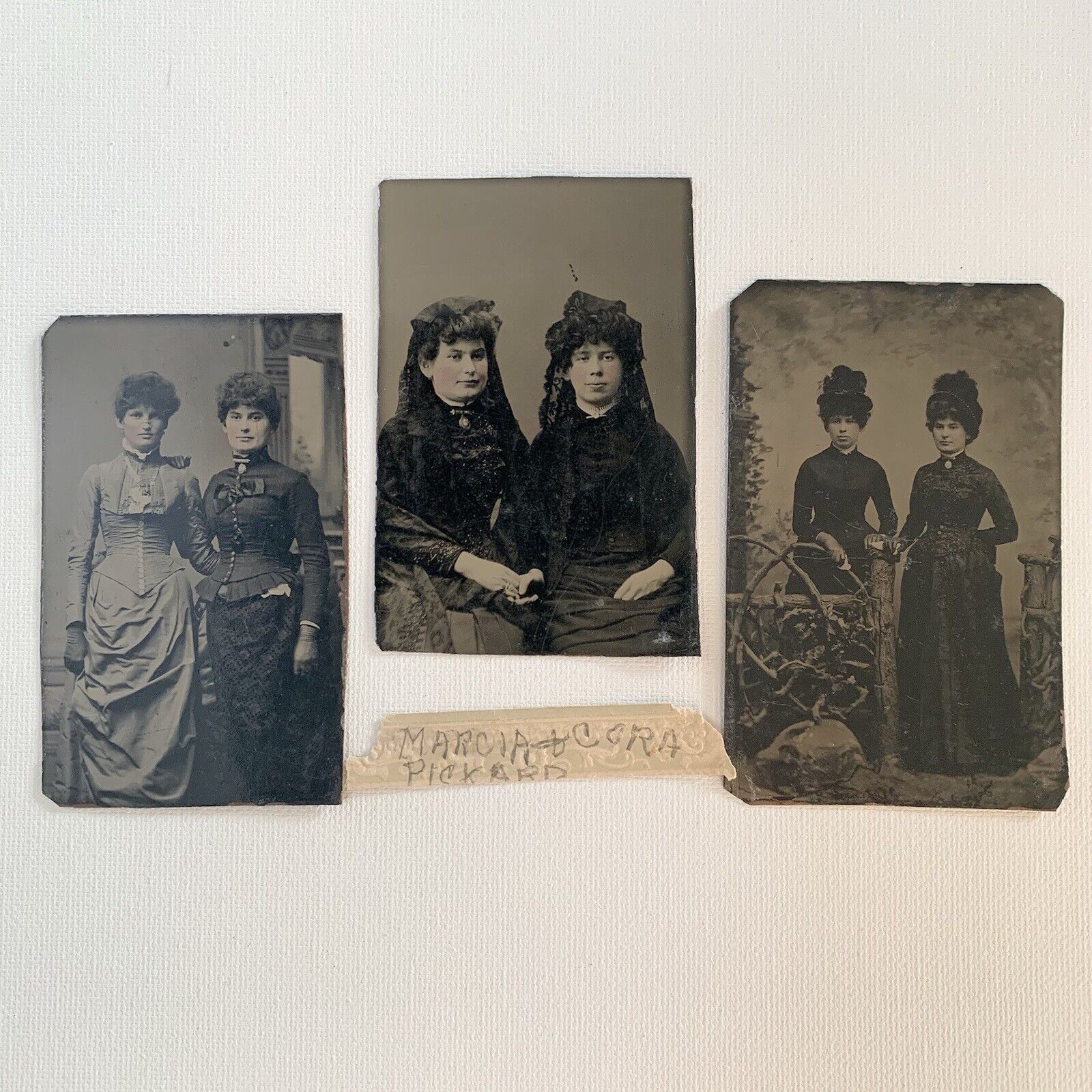 Antique Tintype Photograph Beautiful Young Women Mourning ID Marcia Cora Pickard
