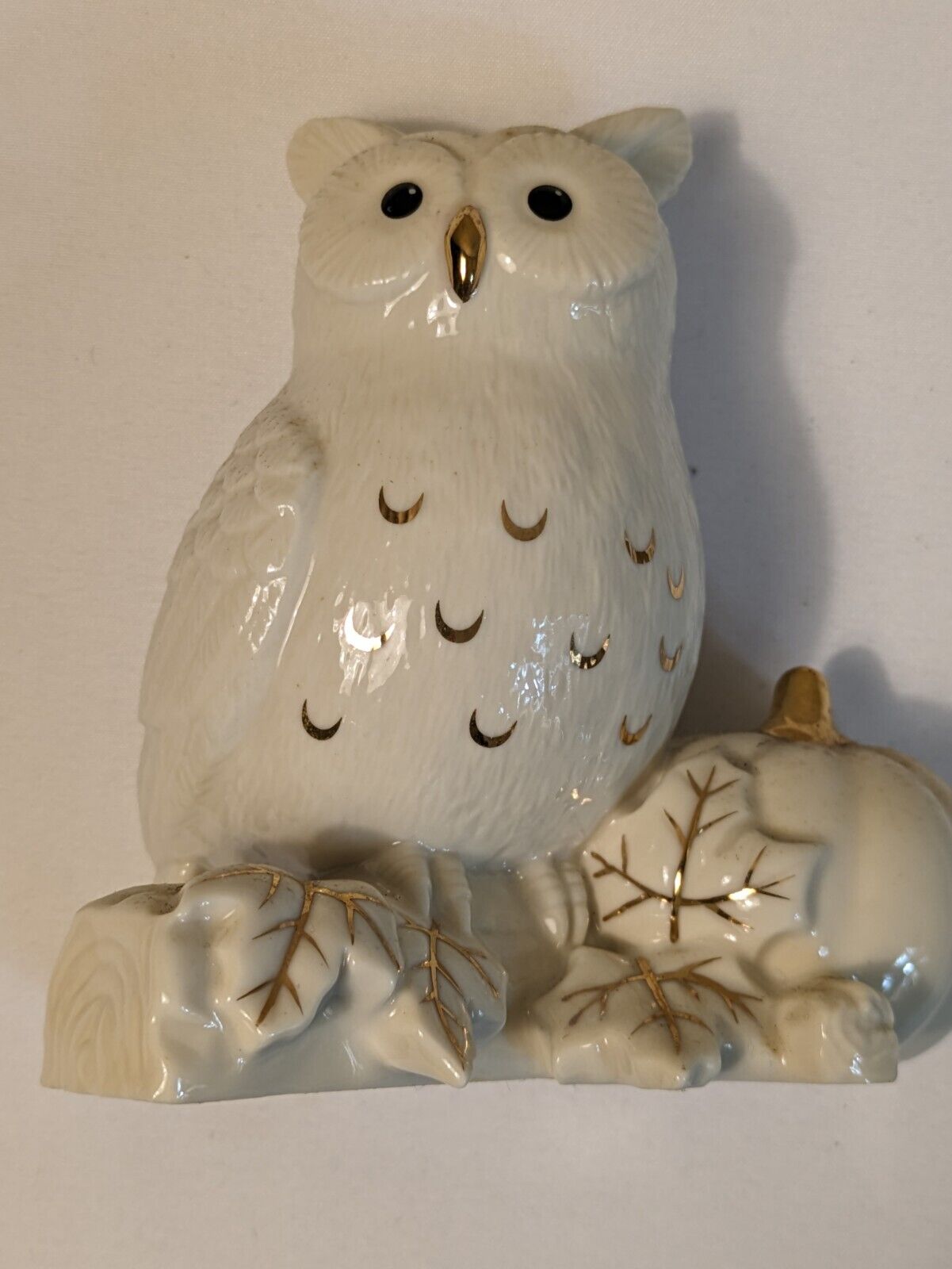 Lenox Owl with Pumpkin Fall porcelain figurine With Gold Accents