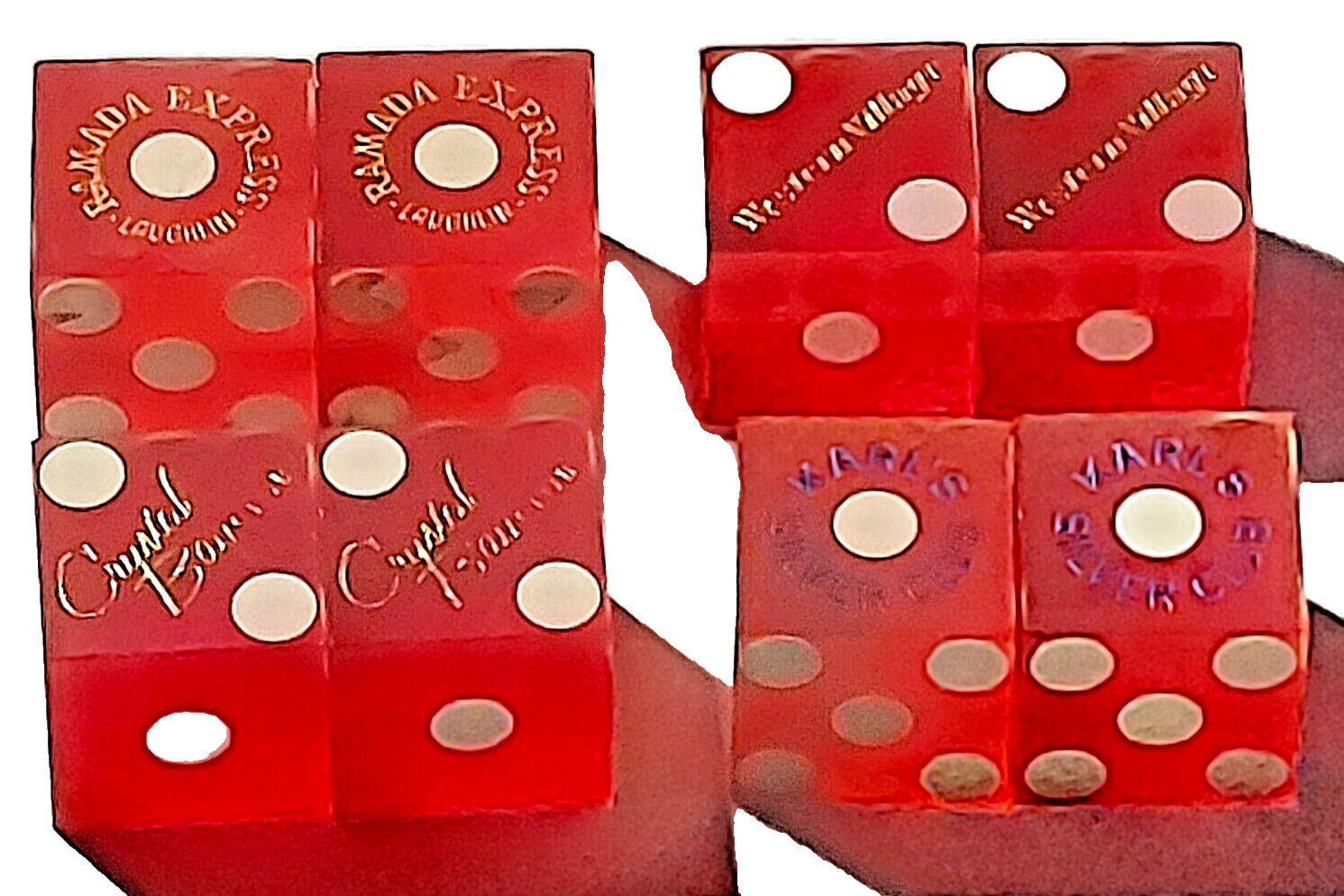 Dice Casino Nevada Casino's 4-Pair(8-Dice) Retired 19mm Red Frosted