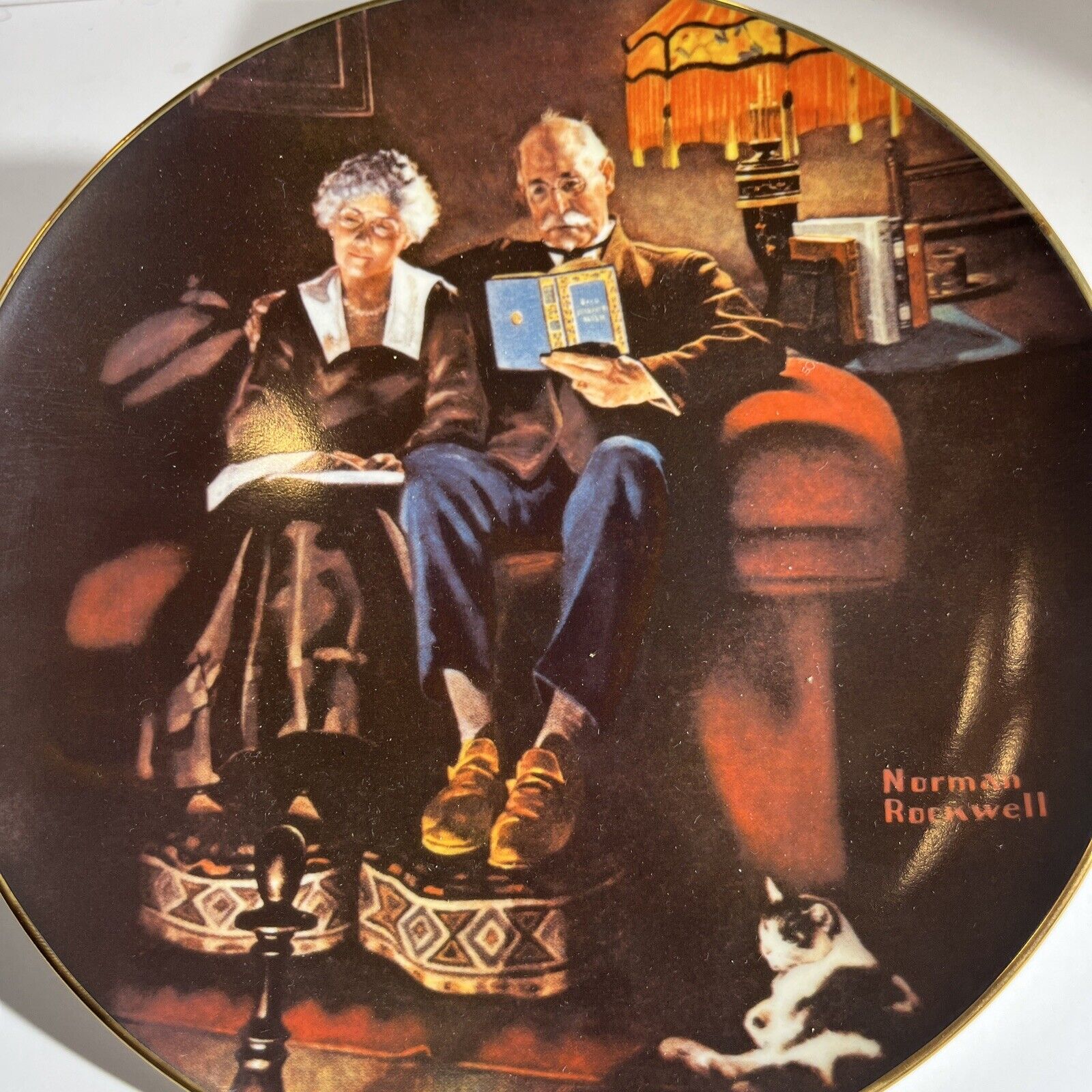 Vintage Norman Rockwell Light Campaign Series Collectors Plate Evenings Ease