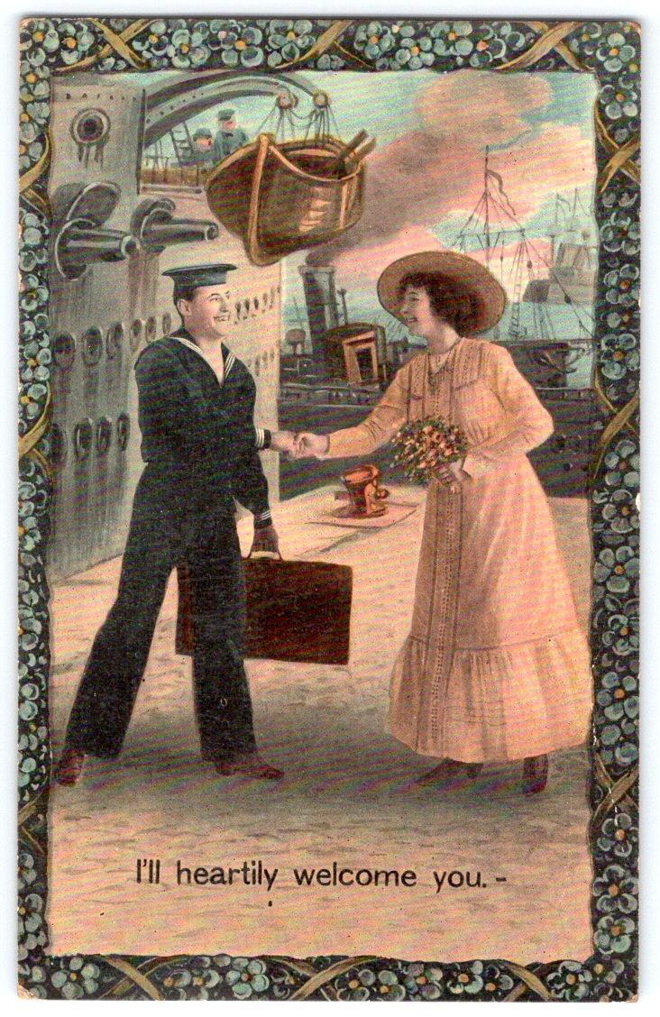 1911 NAVY SAILOR WOMAN BATTLESHIP LIFEBOAT \