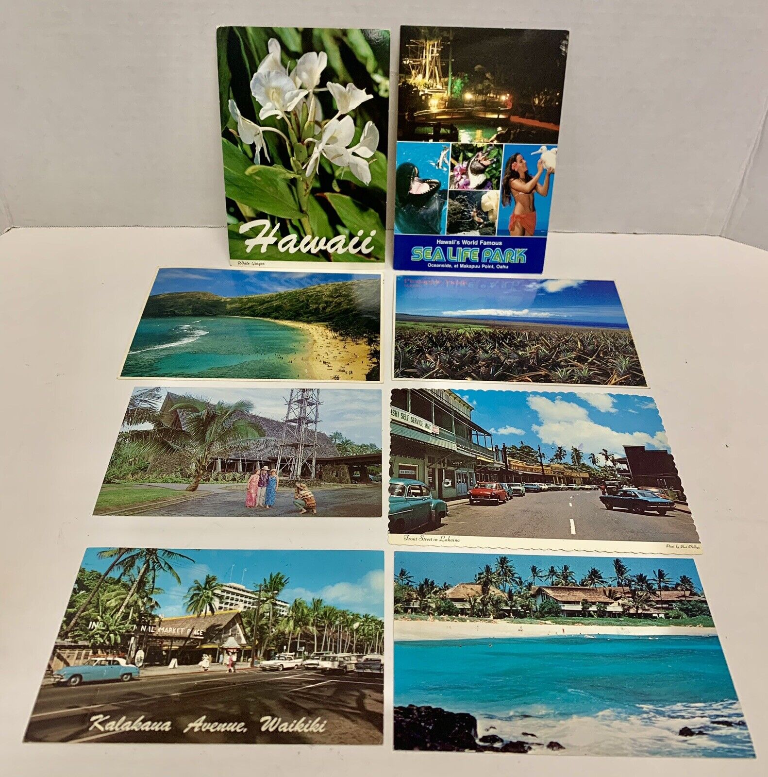 8 Vintage Hawaii Postcards 7 Written On & Mailed 1970's-1980's 1 Unsent