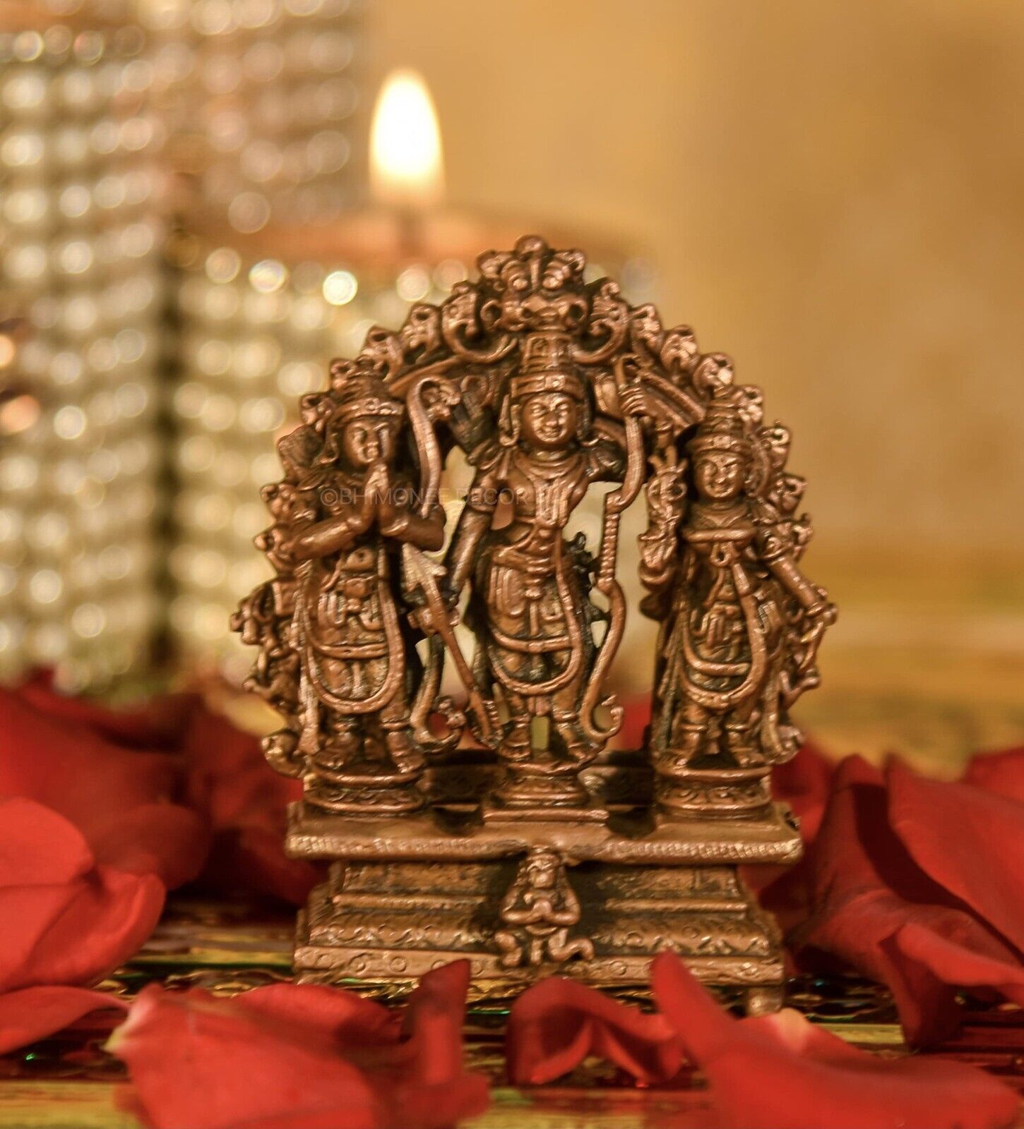 Pure Copper Handmade Lord Ram Darbar Murti / Rama Sita Lakshman Hanuman Statue