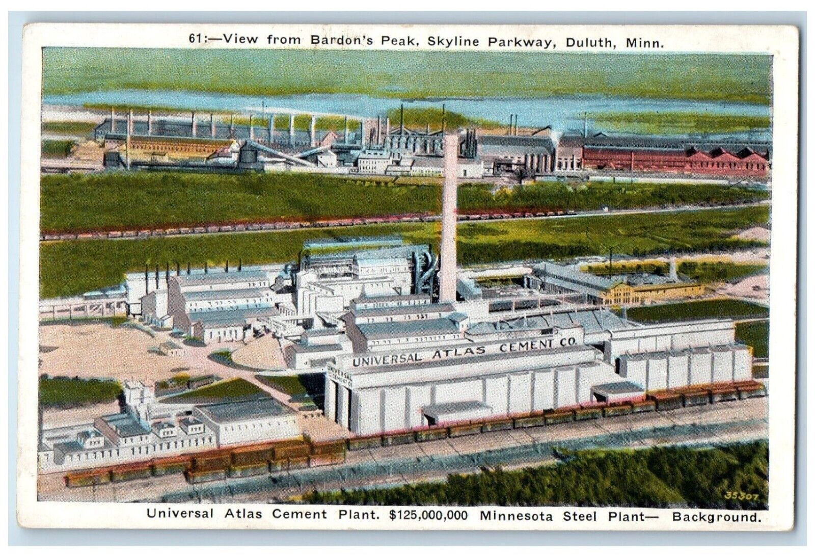 c1920 View Bardon's Peak Skyline Parkway Atlas Cement Duluth Minnesota Postcard