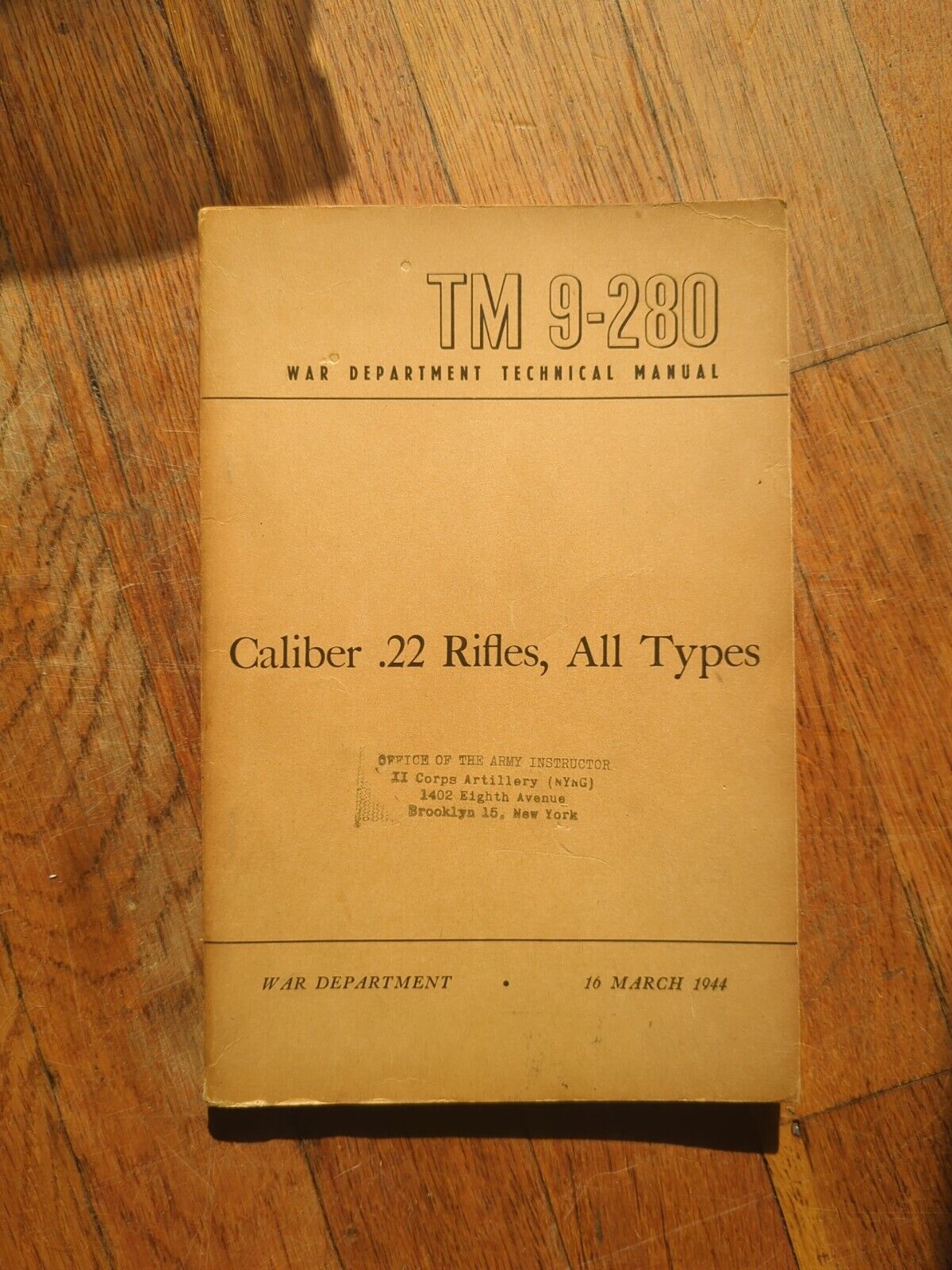 TM9-280 War Department Technical Manual Caliber .22 Rifle All Types March 1944