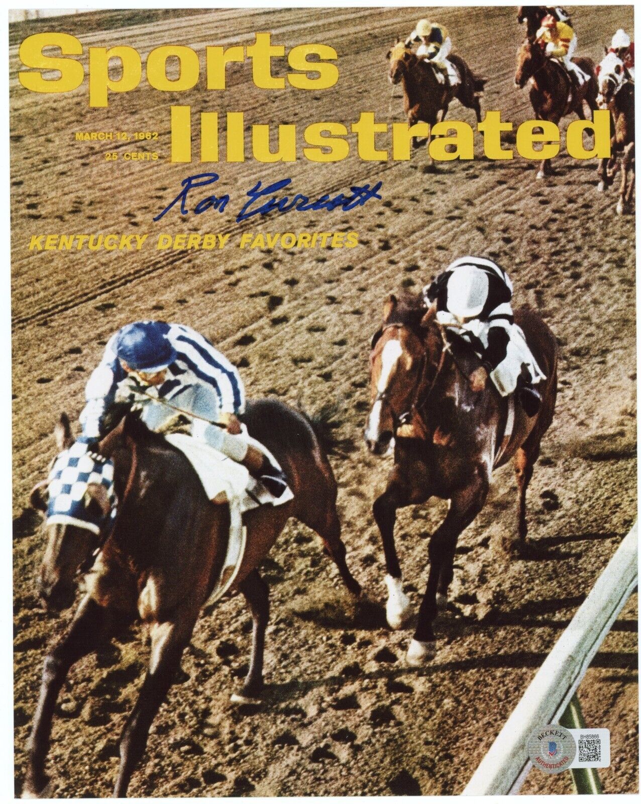 Ron Turcotte Signed 8x10 Photo (Beckett) Sports Illustrated 1962 Kentucky Derby