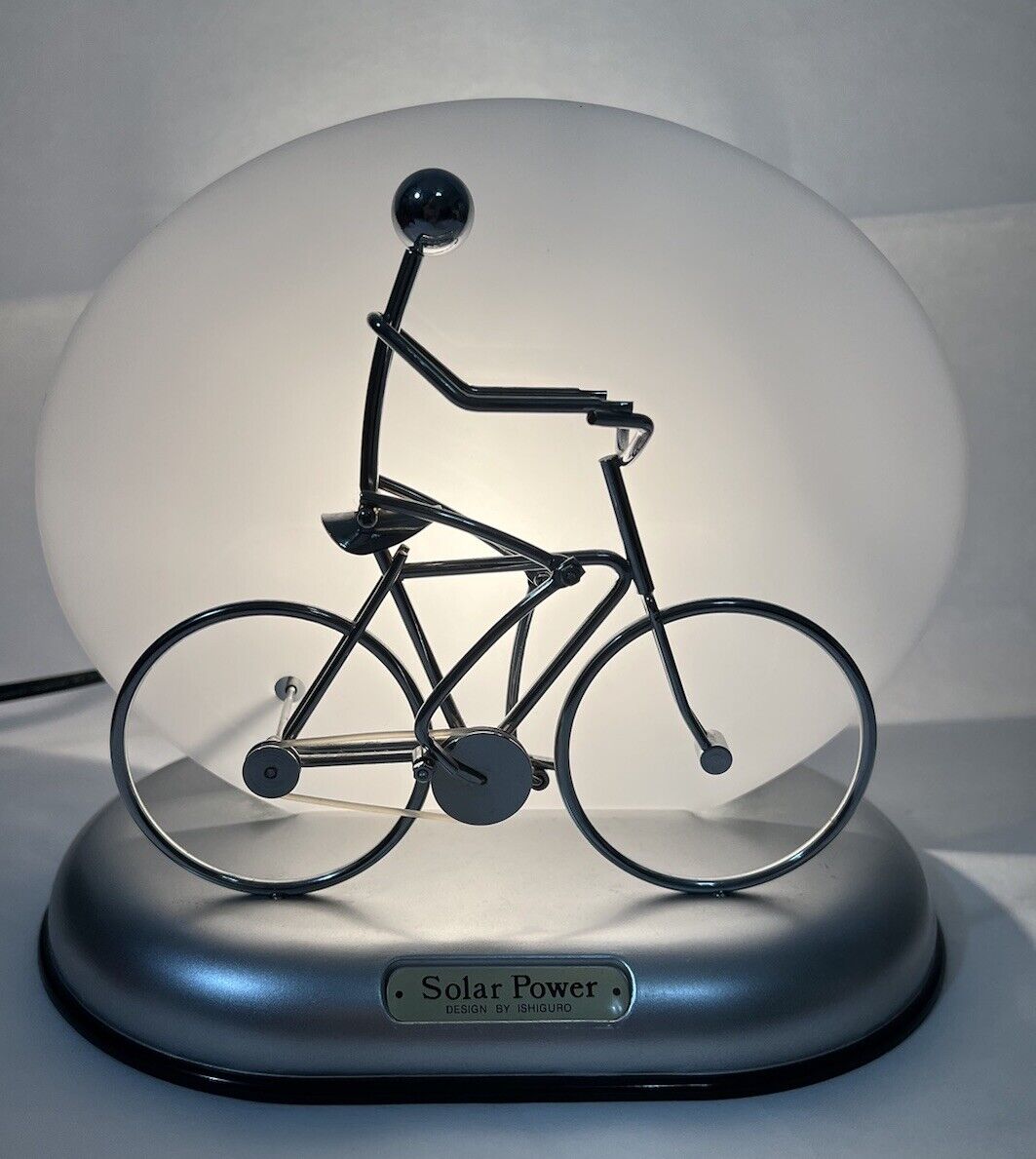 Bicycle Lamp Vintage Ishiguro Cyclist Biker Kinetic Sculpture With Solar Panel
