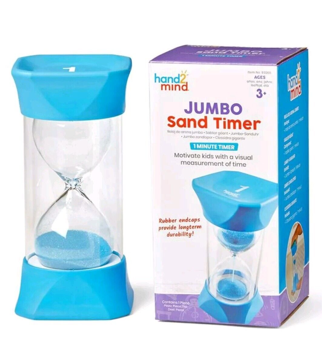 hand2mind Jumbo 1 Minute Sand Timer with Soft Rubber End Caps