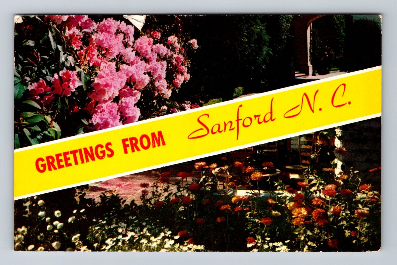Sanford NC-North Carolina, Scenic Banner Greetings, Antique Vintage Postcard