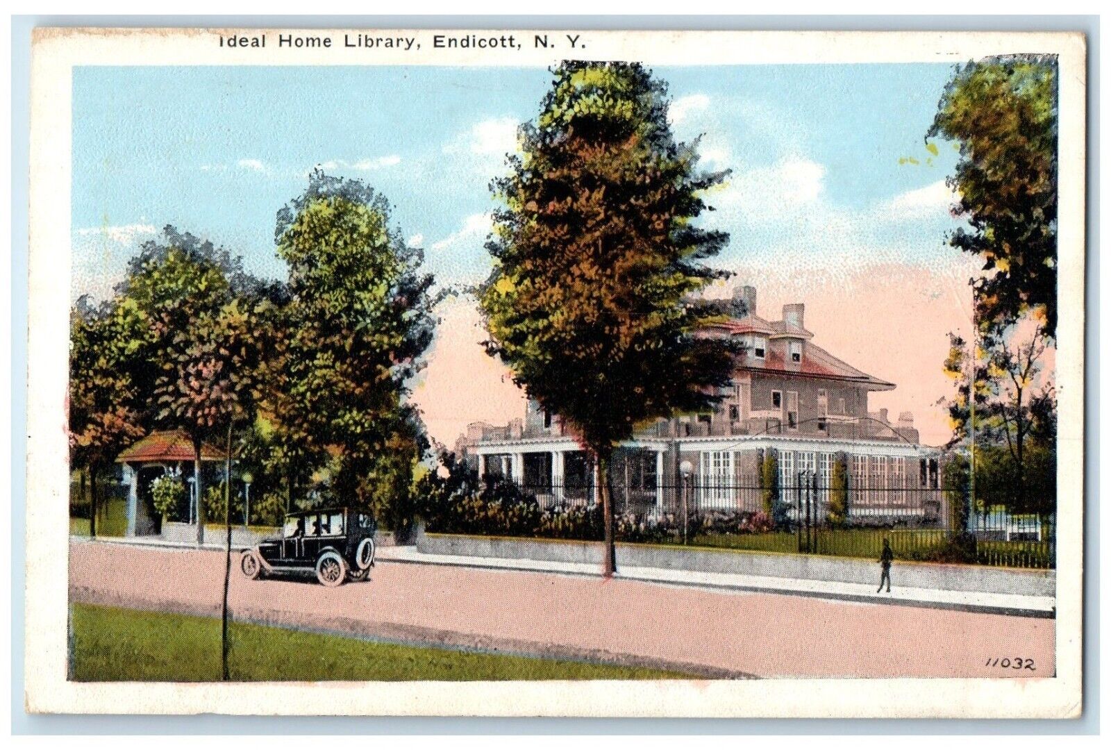 c1910's Ideal Home Library Building Car Endicott New York NY Antique Postcard