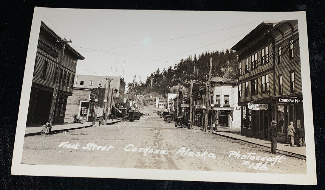 Cardova,Alaska , First St. Real Photo, 1930s Unused Postcard
