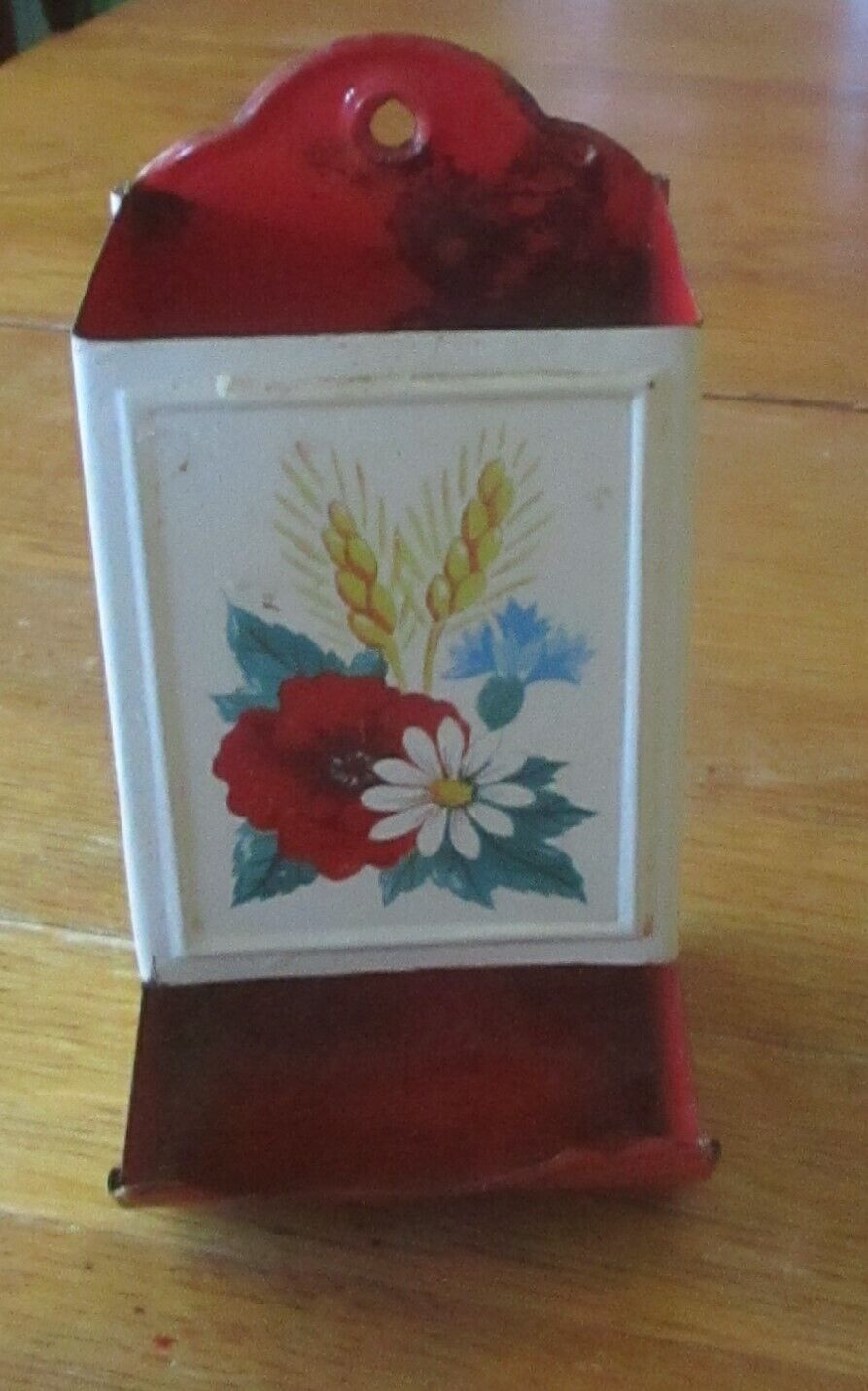 VINTAGE TIN WALL OR FREE STANDING MATCH HOLDER
