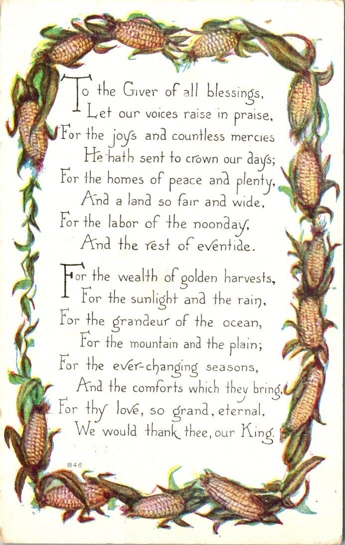 RARE 1900's Thanksgiving FA Owen Postcard, poem, To The Giver Of All Blessings