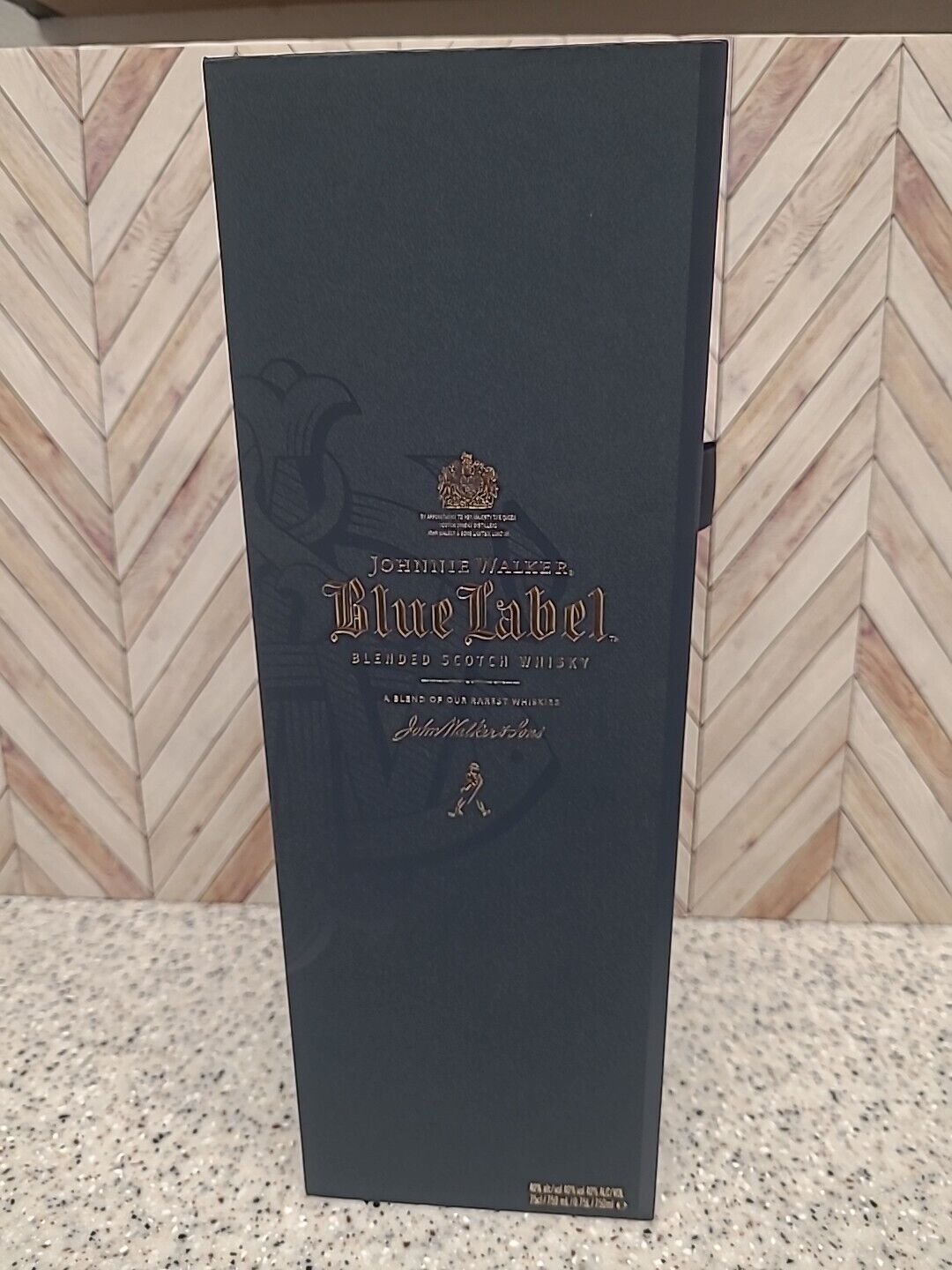 Johnnie Walker Blue Label Scotch Whiskey 750ml Empty Bottle and Box