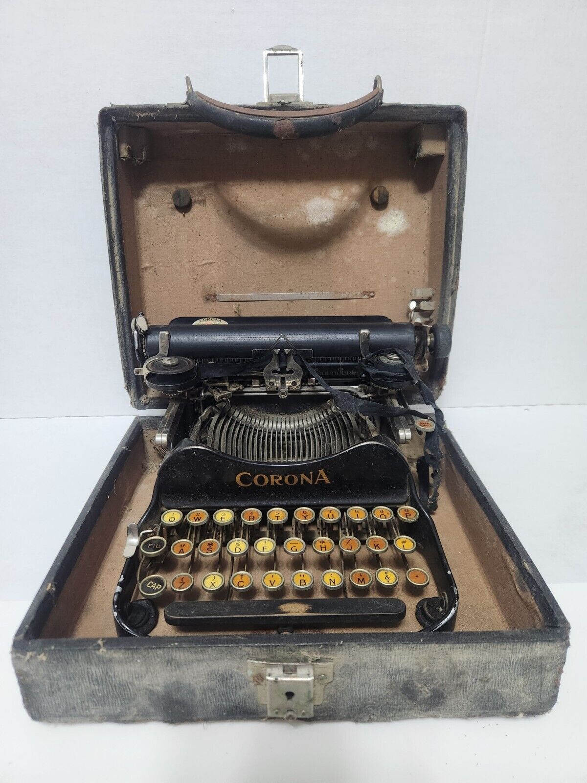 Vintage Corona Folding Typewriter July 10 1917 In Box For Parts/ Not Working