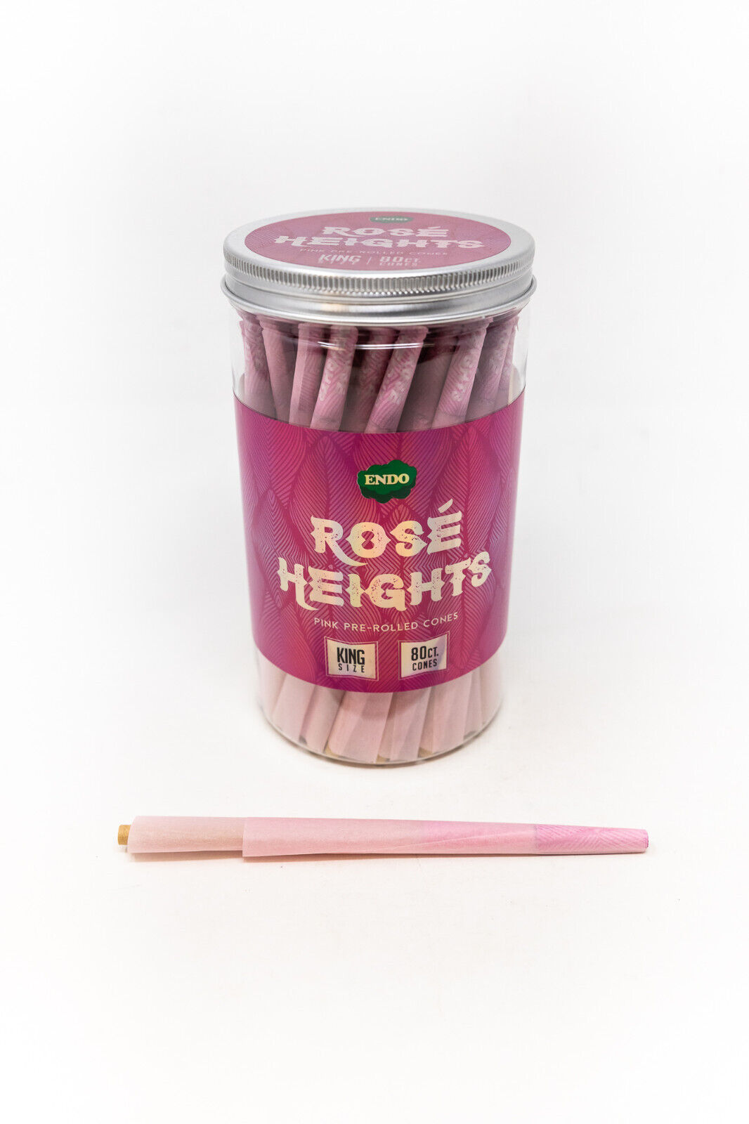 Rose Height Pink Pre - Rolled King Size Cones - 80 Cones w/ Filter Tips