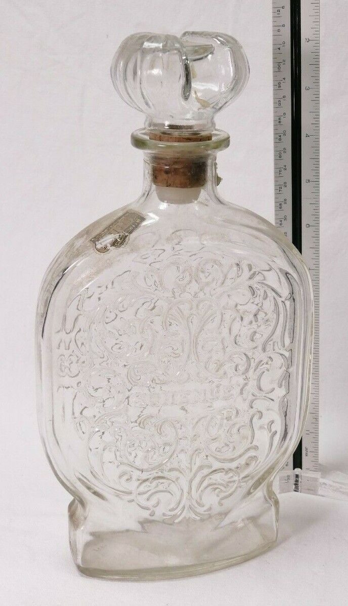 GORGEOUS SCHENLEY BOURBON WHISKEY GLASS BOTTLE with TOP and Stamps