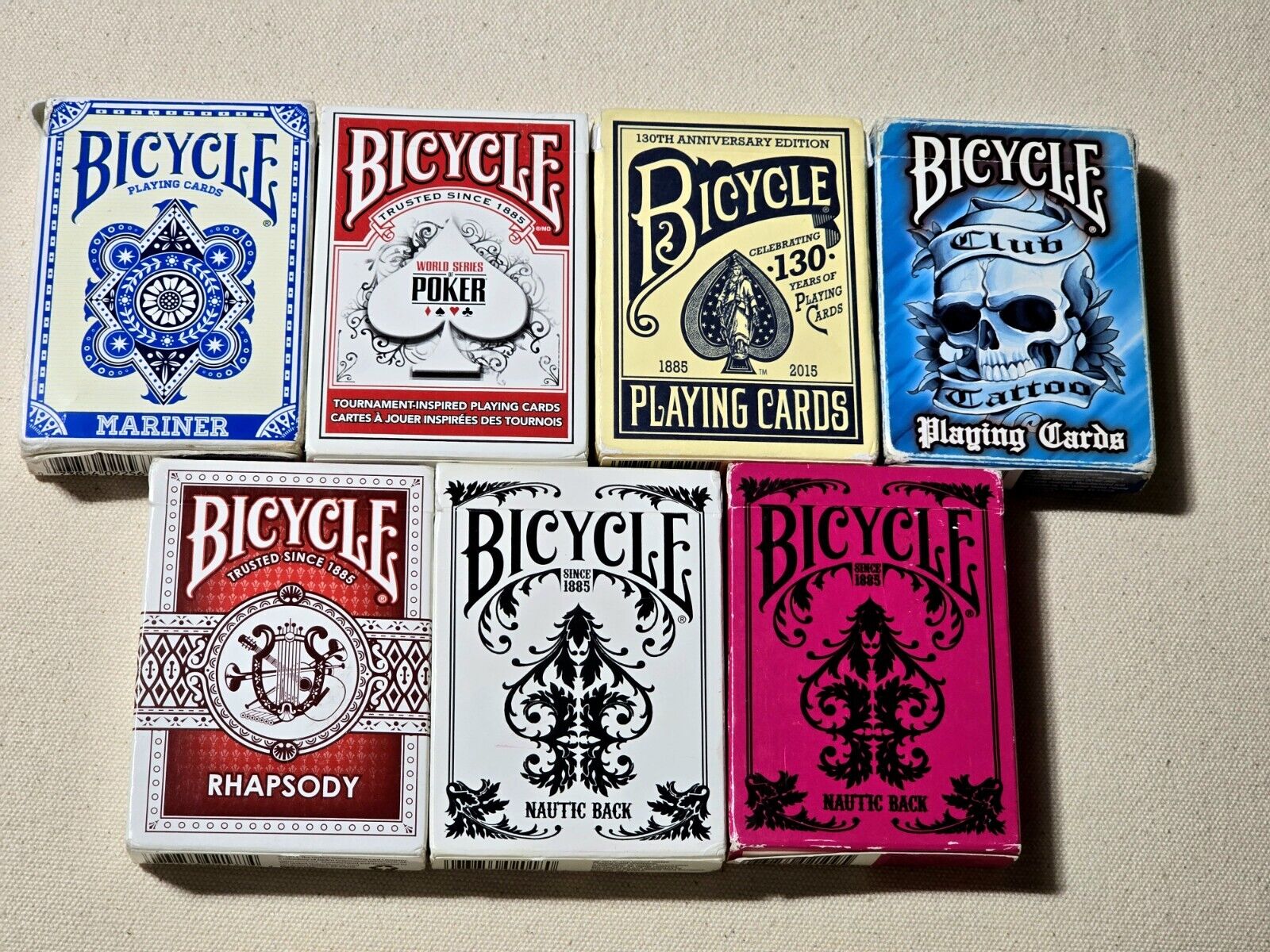Bicycle Playing Cards Lot Poker Game Deck Bundle Club Tatoo Nautic Anniversary 
