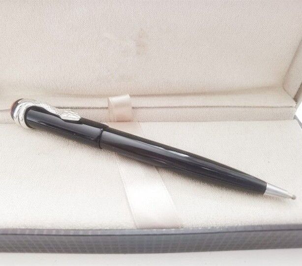 Luxury Snake Resin Series Bright Black Color + Silver Clip 0.7mm Ballpoint Pen