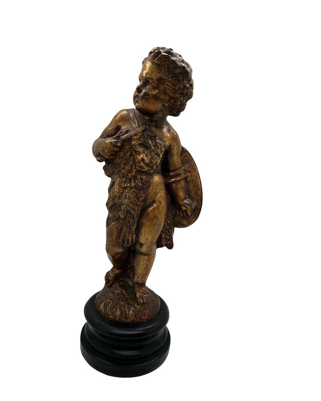 Vintage Italian Borghese Gilded Boy Statue Figurine 11”