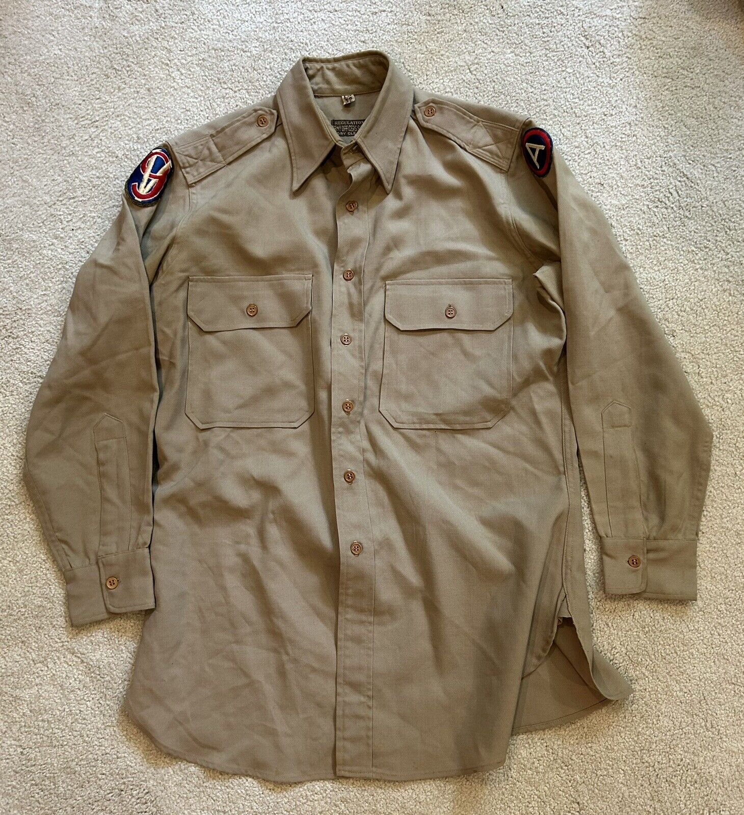 Vtg WW2 US Army Wool Officer's Shirt Regulation 95th Infantry Division 3rd
