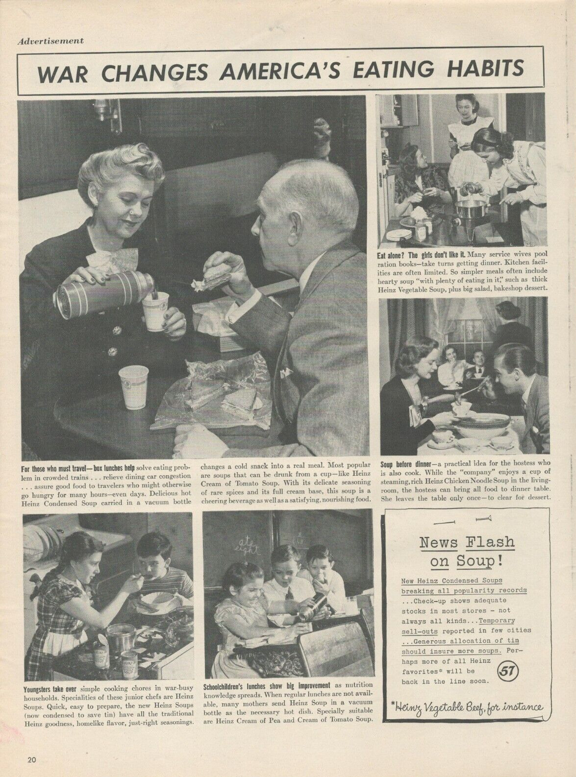 1944 Heinz 57 WW2 War Changes America's Eating Habits Vinatge Print Ad
