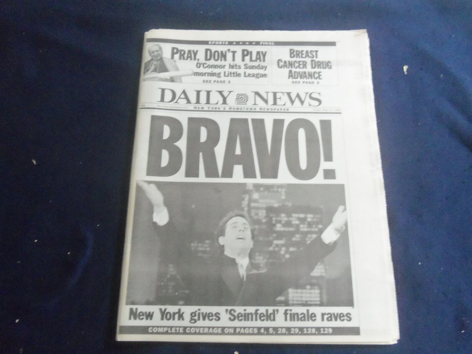 1998 MAY 15 NEW YORK DAILY NEWS NEWSPAPER - SEINFELD LAST EPISODE AIRED- NP 5666