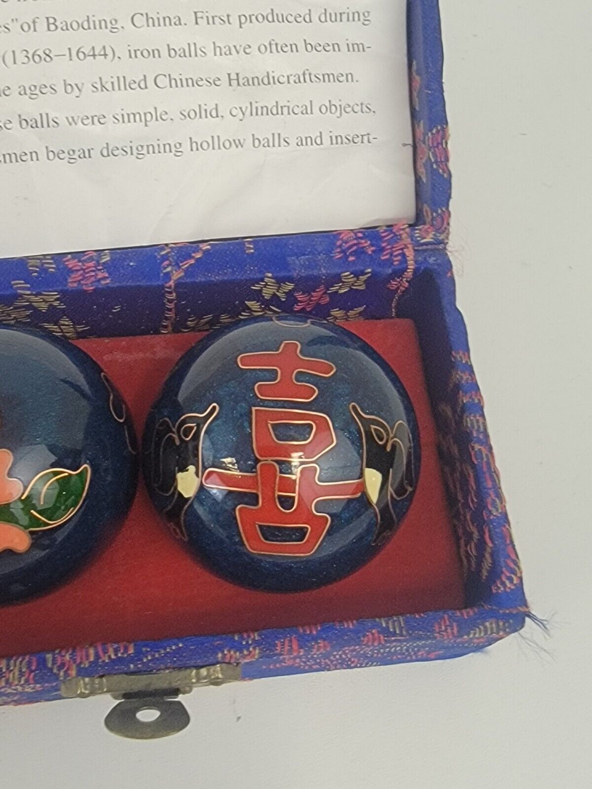 Vintage Chinese Boading Balls Blue Therapy Relaxation Meditation Stress Box