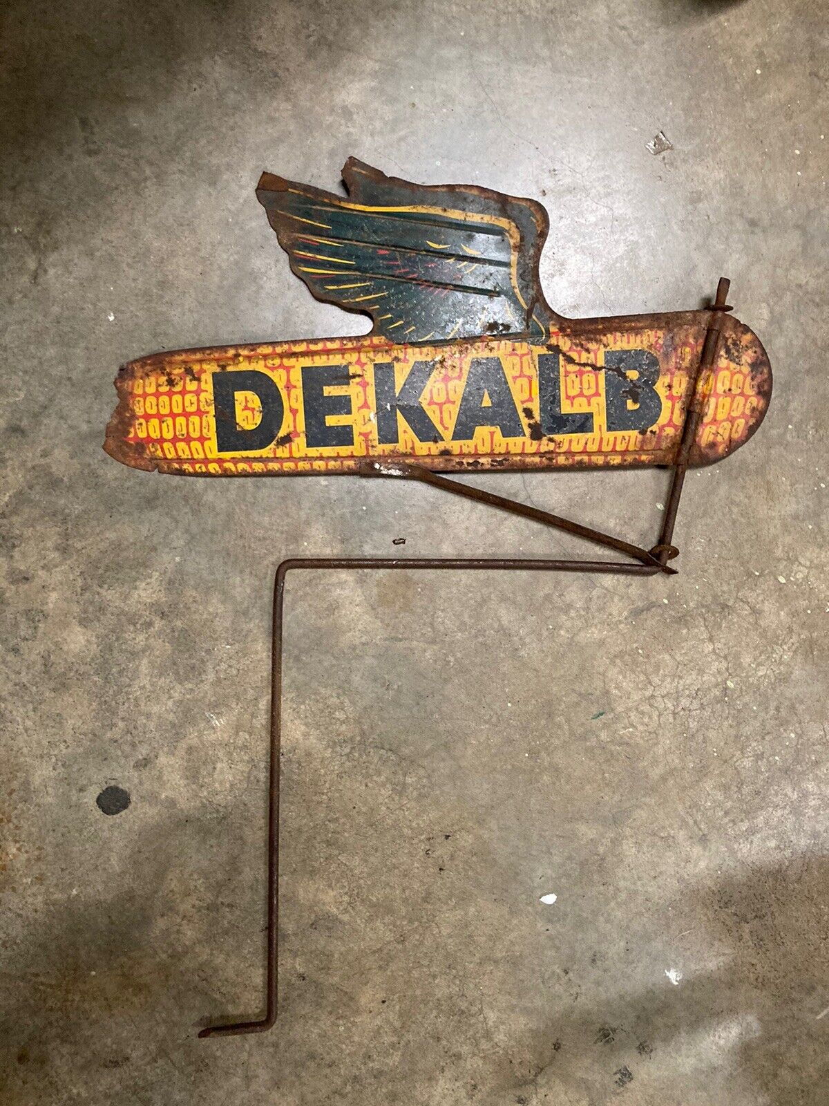 Vintage DEKALB Corn Seed Farming Double Sided Metal Sign Weather Vane